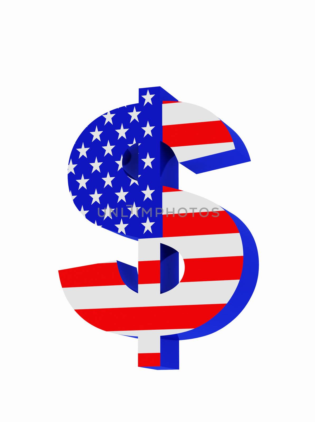 Dollar symbol isolated over a white background. High resolution image.
