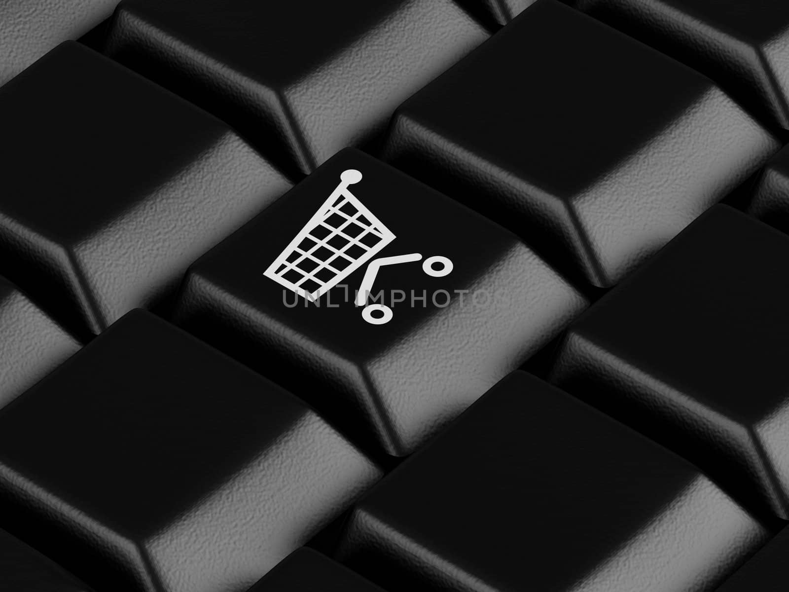 Keyboard with shopping cart on a button. High resolution image.