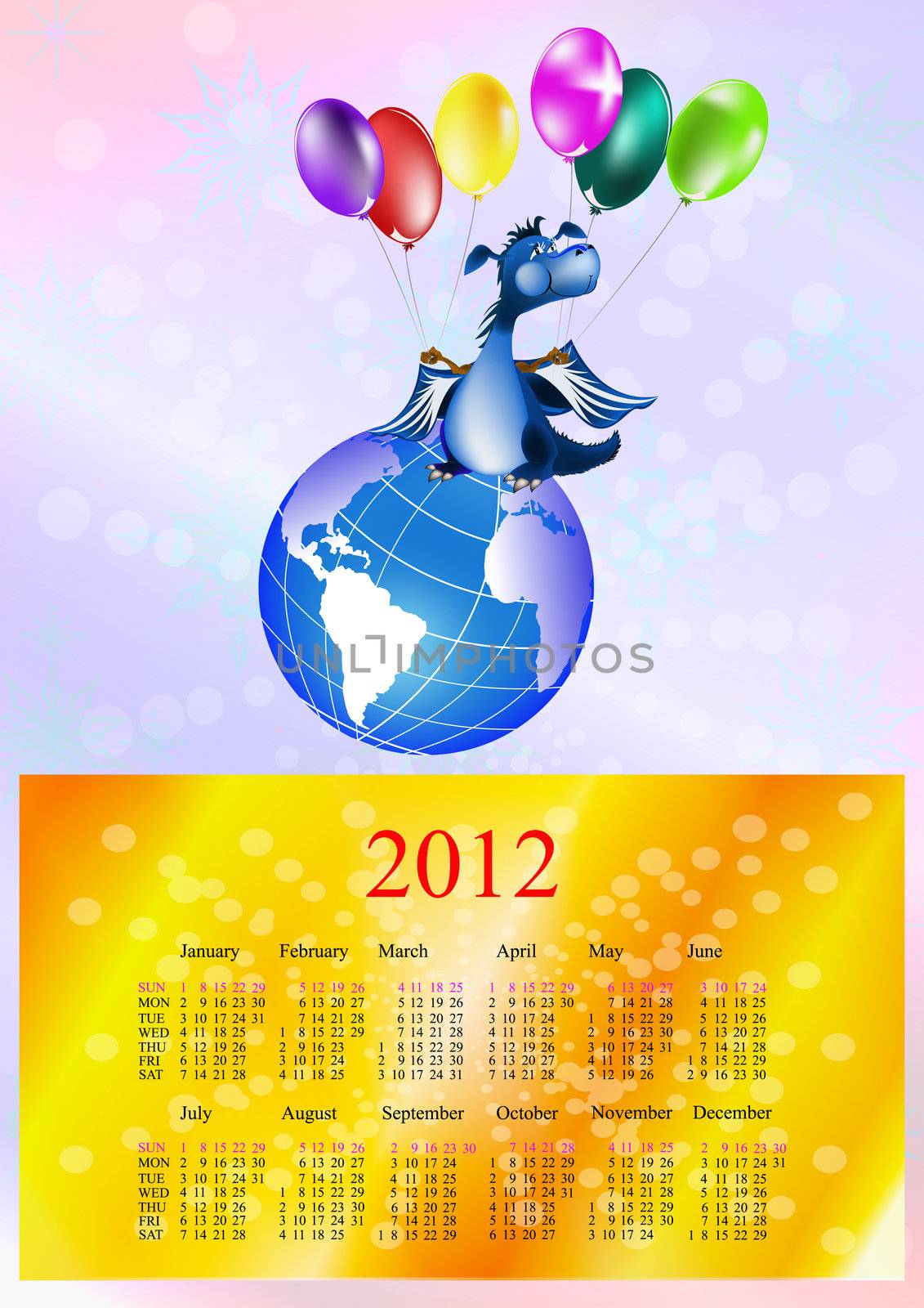 Dark blue dragon-New Year's a symbol of 2012.2012 Calendar