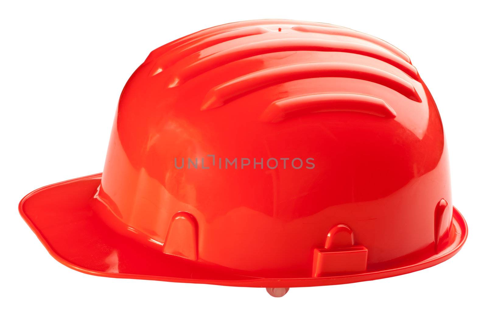 Stock image of orange hard hat isolated on white.