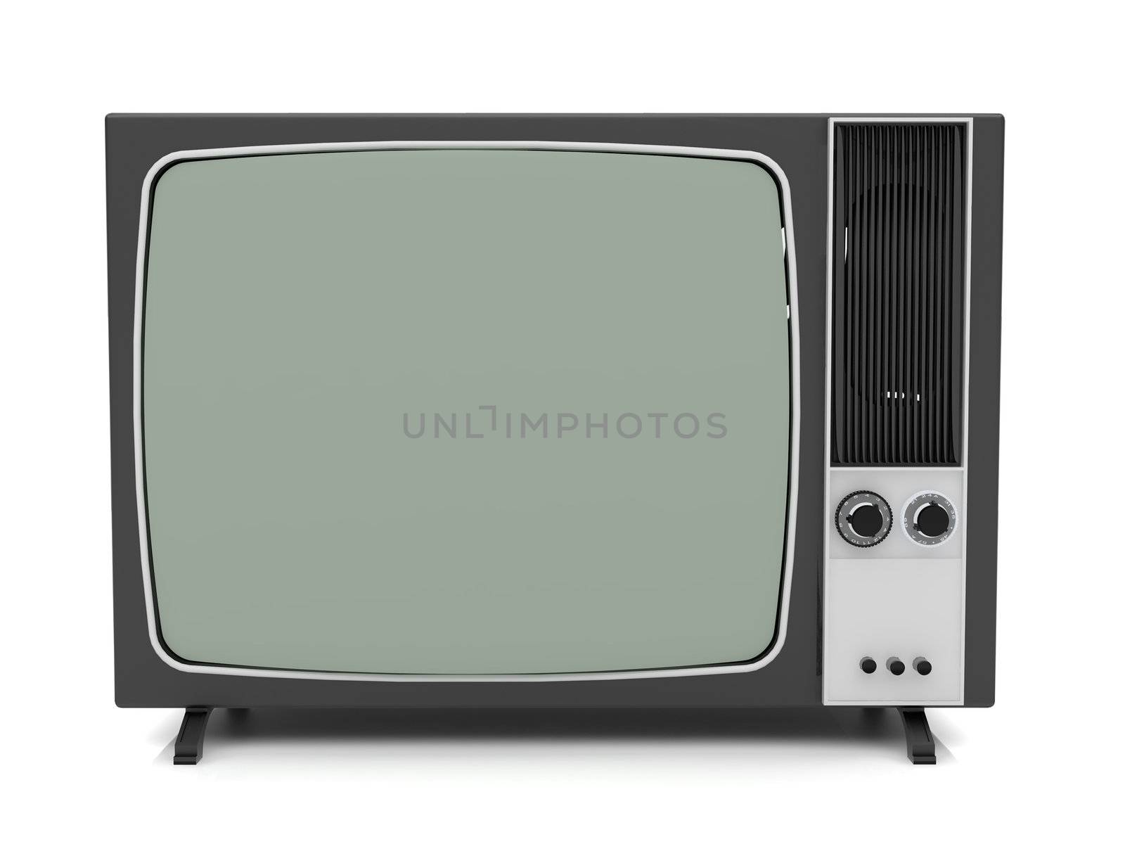 Old vintage TV over a white background. 3d rendered illustration.