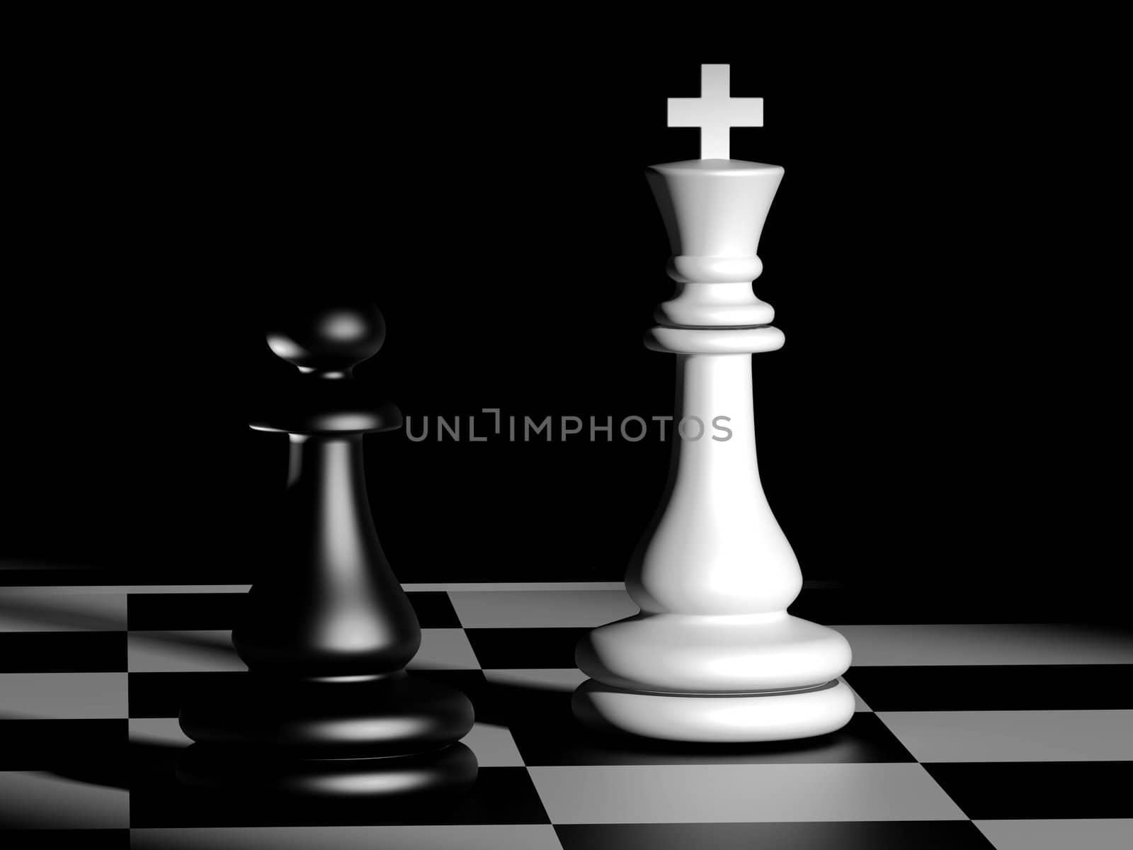 Chess figures. High resolution image. 3d render.  Black background.