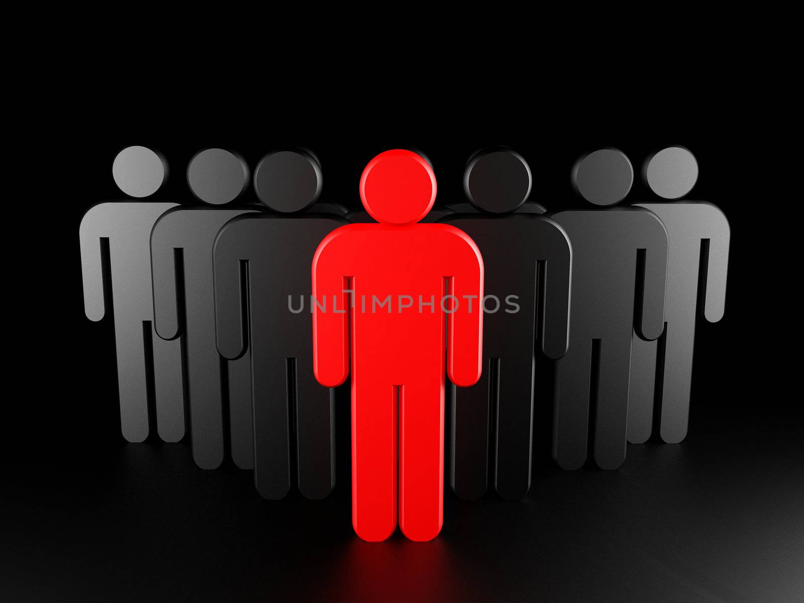 Conceptual image of teamwork. Groups of people. 3d rendered illustration.