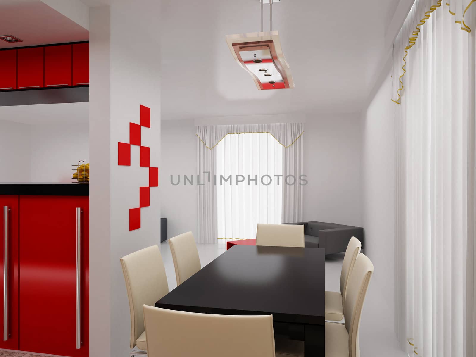 Interior of the modern room. High resolution image. 3d rendered illustration.