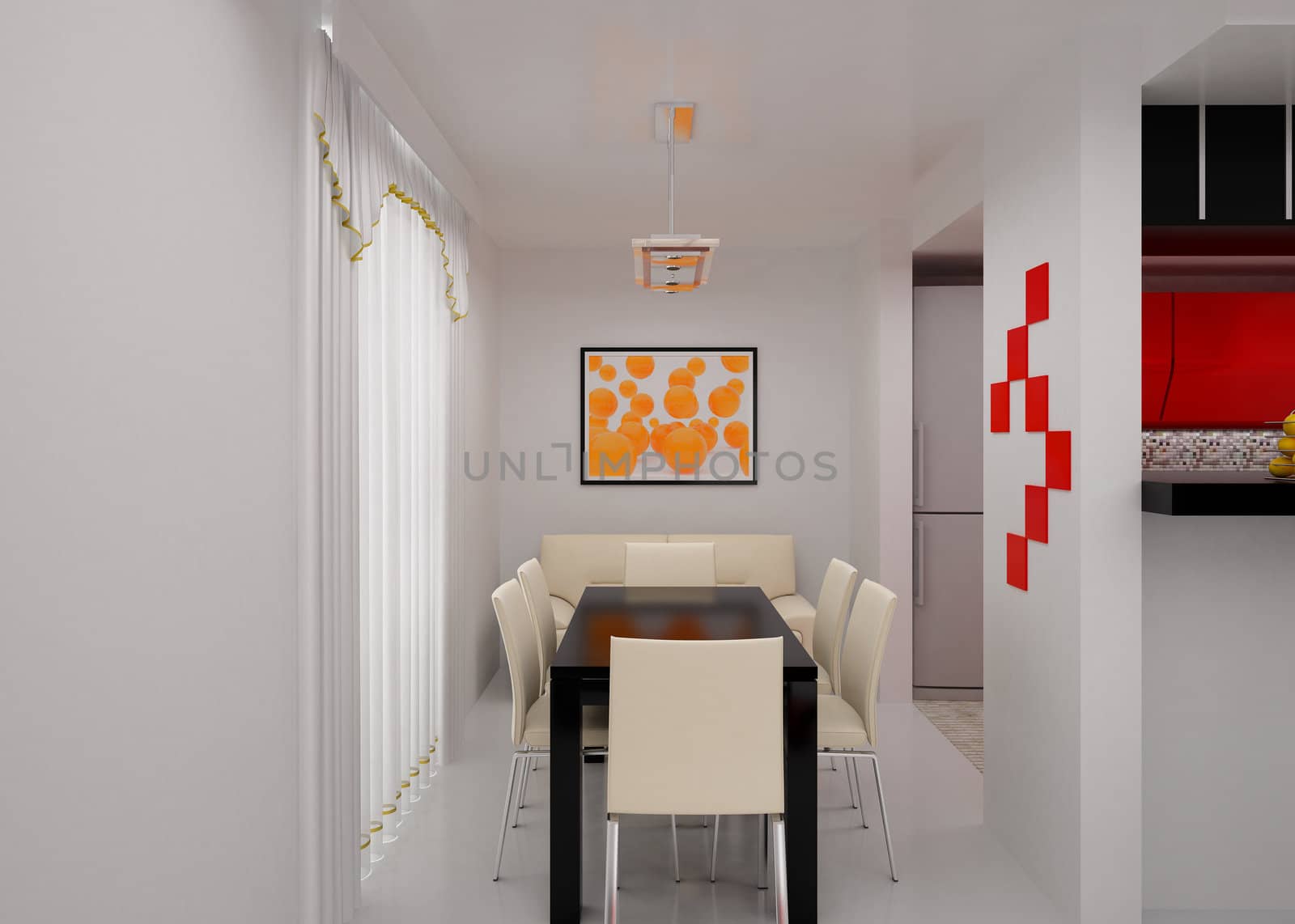 Interior of the modern room. High resolution image. 3d rendered illustration.