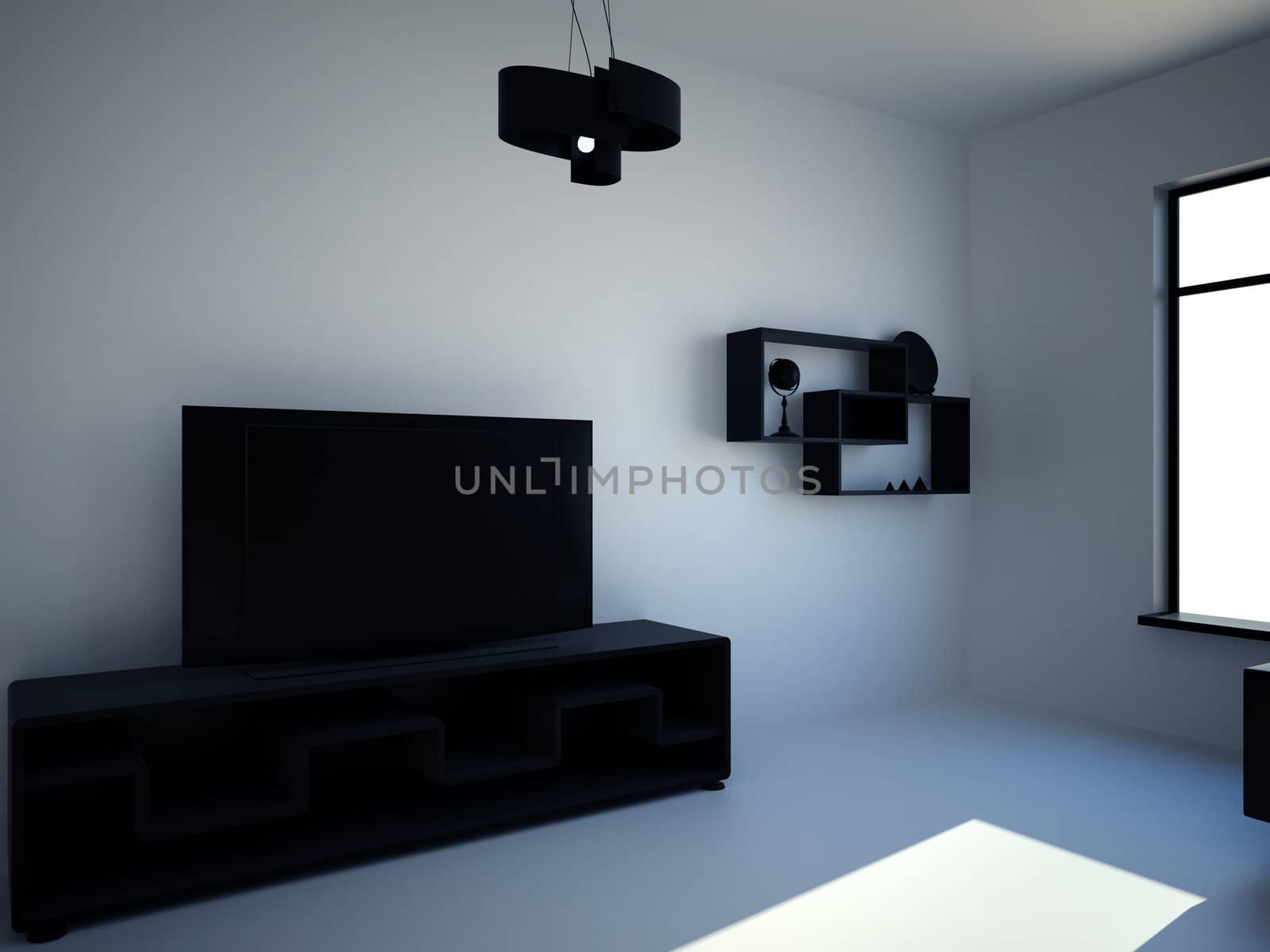 High resolution image interior. 3d illustration modern interior.