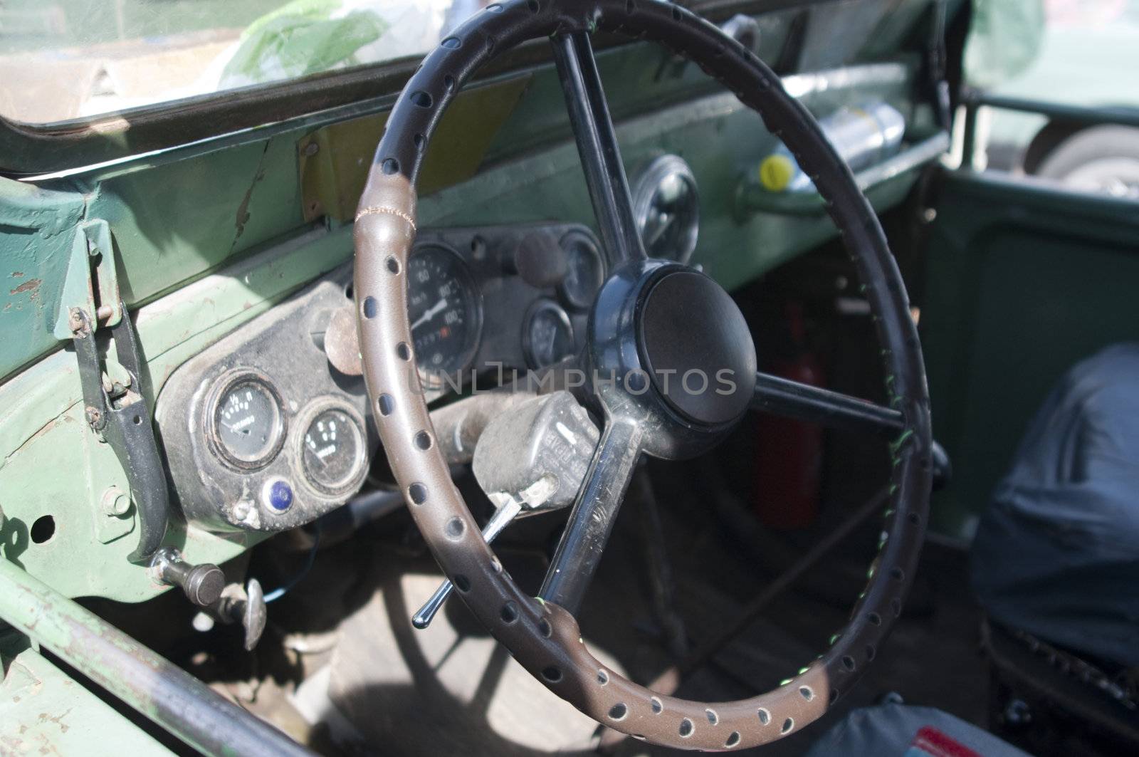 High resolution image. Dashboard of vintage Russian seventies car.