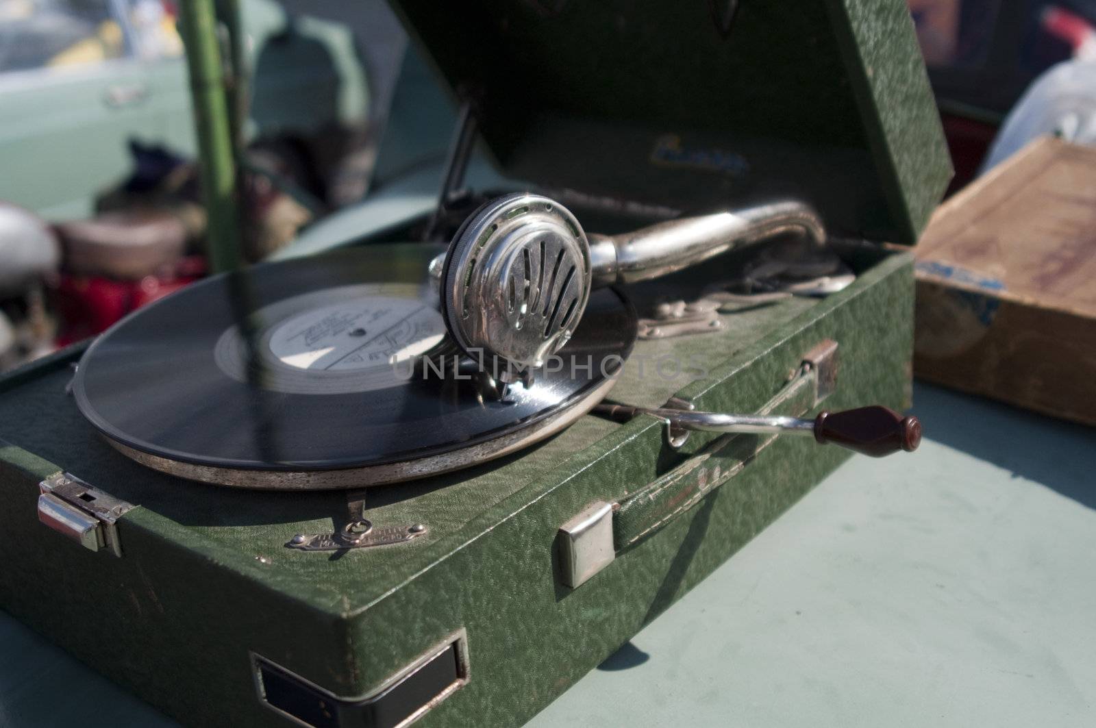 High resolution image. Vintage record player. The Soviet player of vinyl disks.