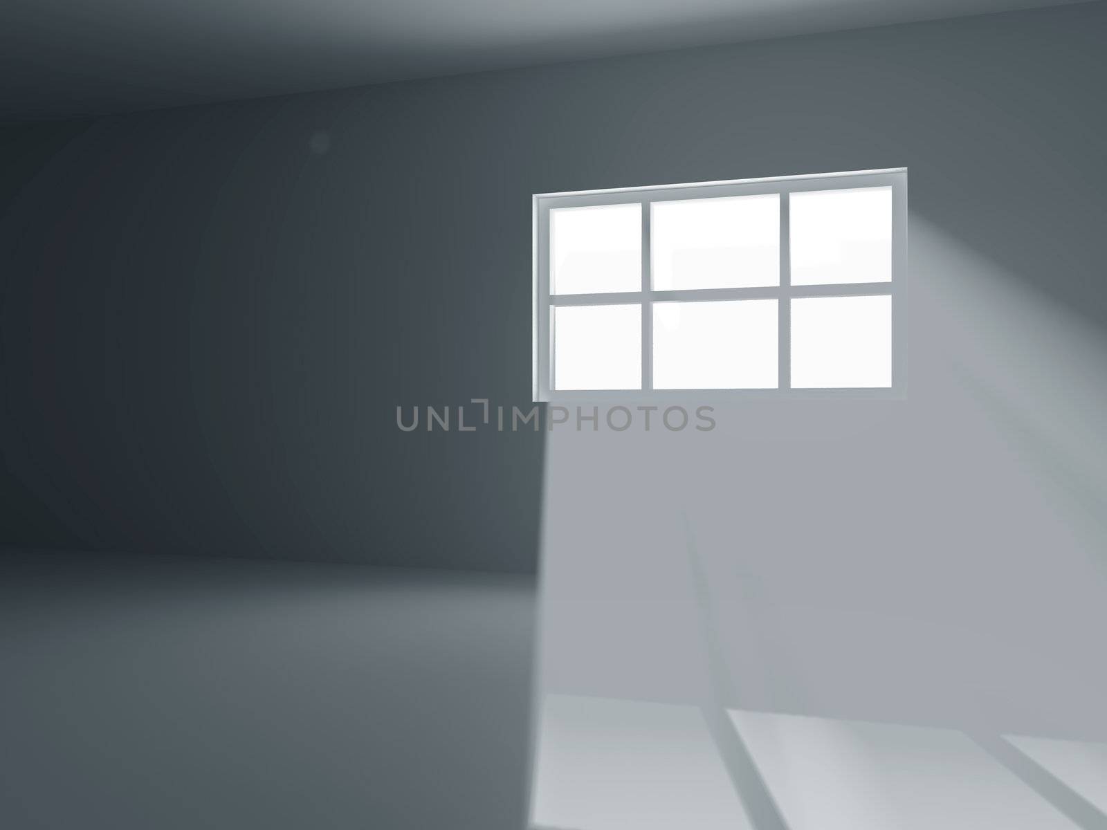 High resolution image. 3d rendering the empty room with window.