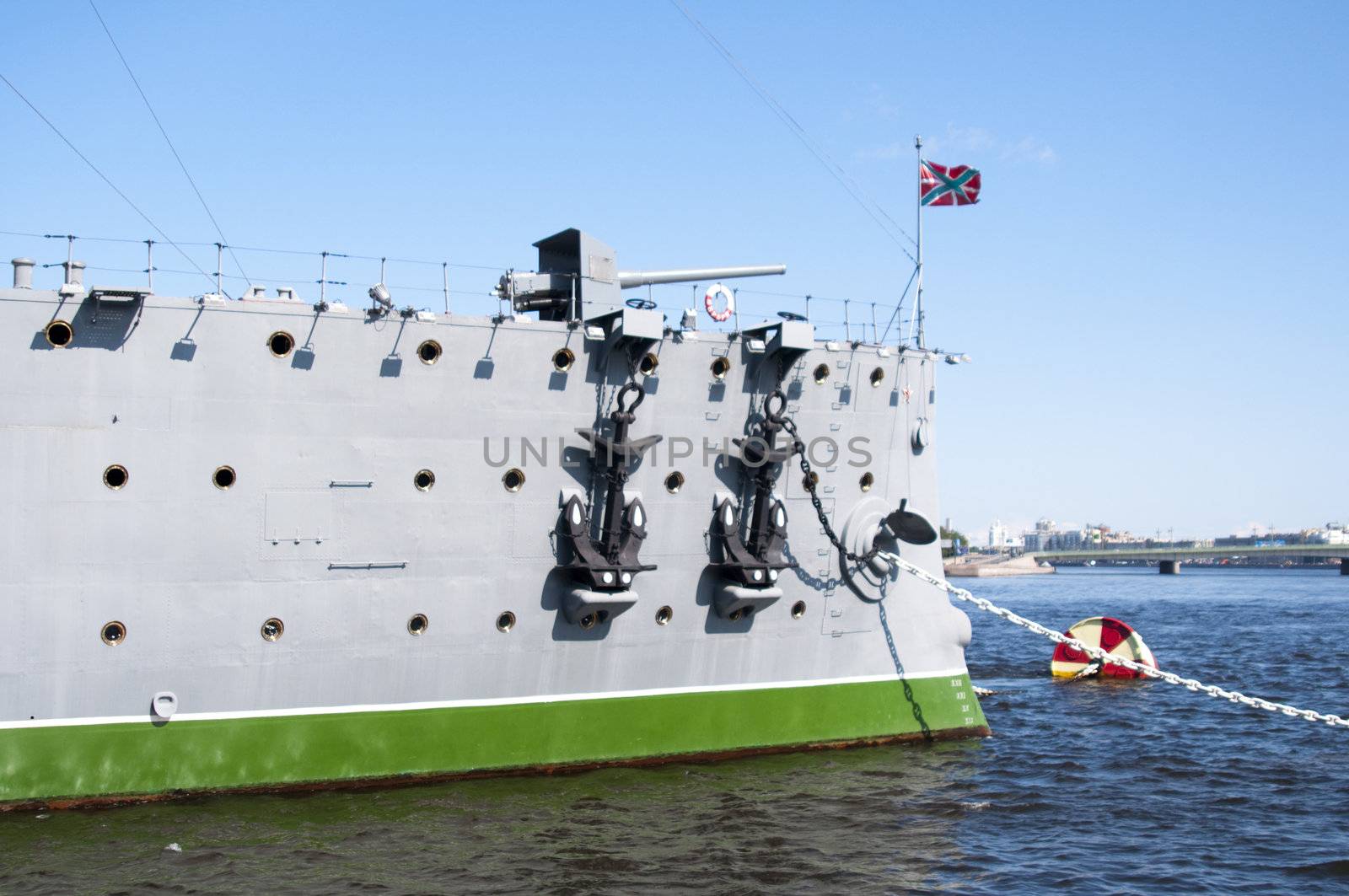 High resolution image. Battleship - Russian cruiser Aurora. Saint-Petersburg