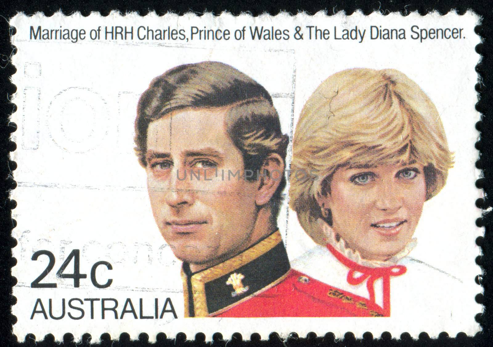 AUSTRALIA - CIRCA 1981: stamp printed by Australia, shows Prince Charles and Lady Diana, circa 1981