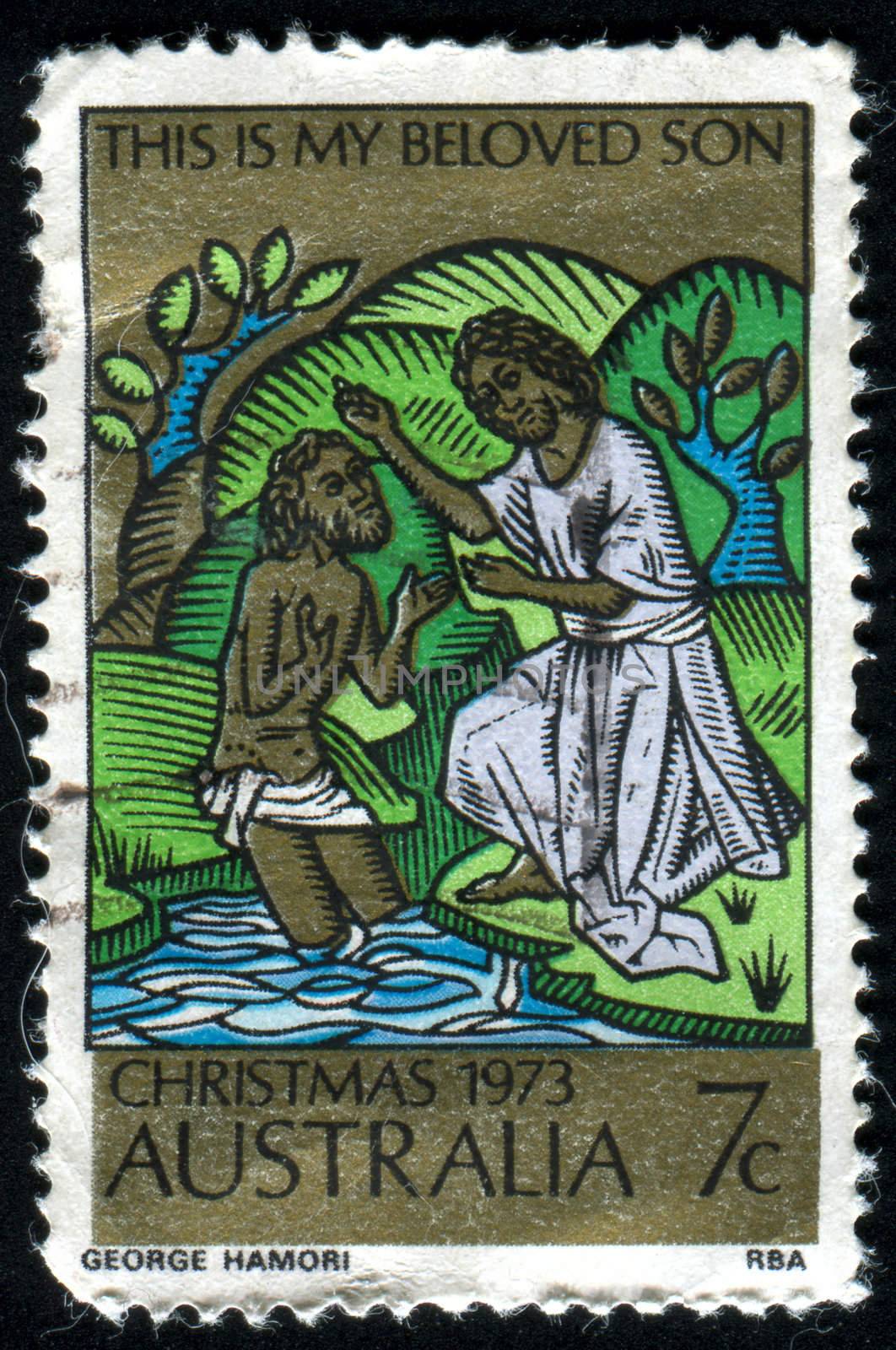 AUSTRALIA - CIRCA 1973: stamp printed by Australia, shows Baptism of Christ, circa 1973