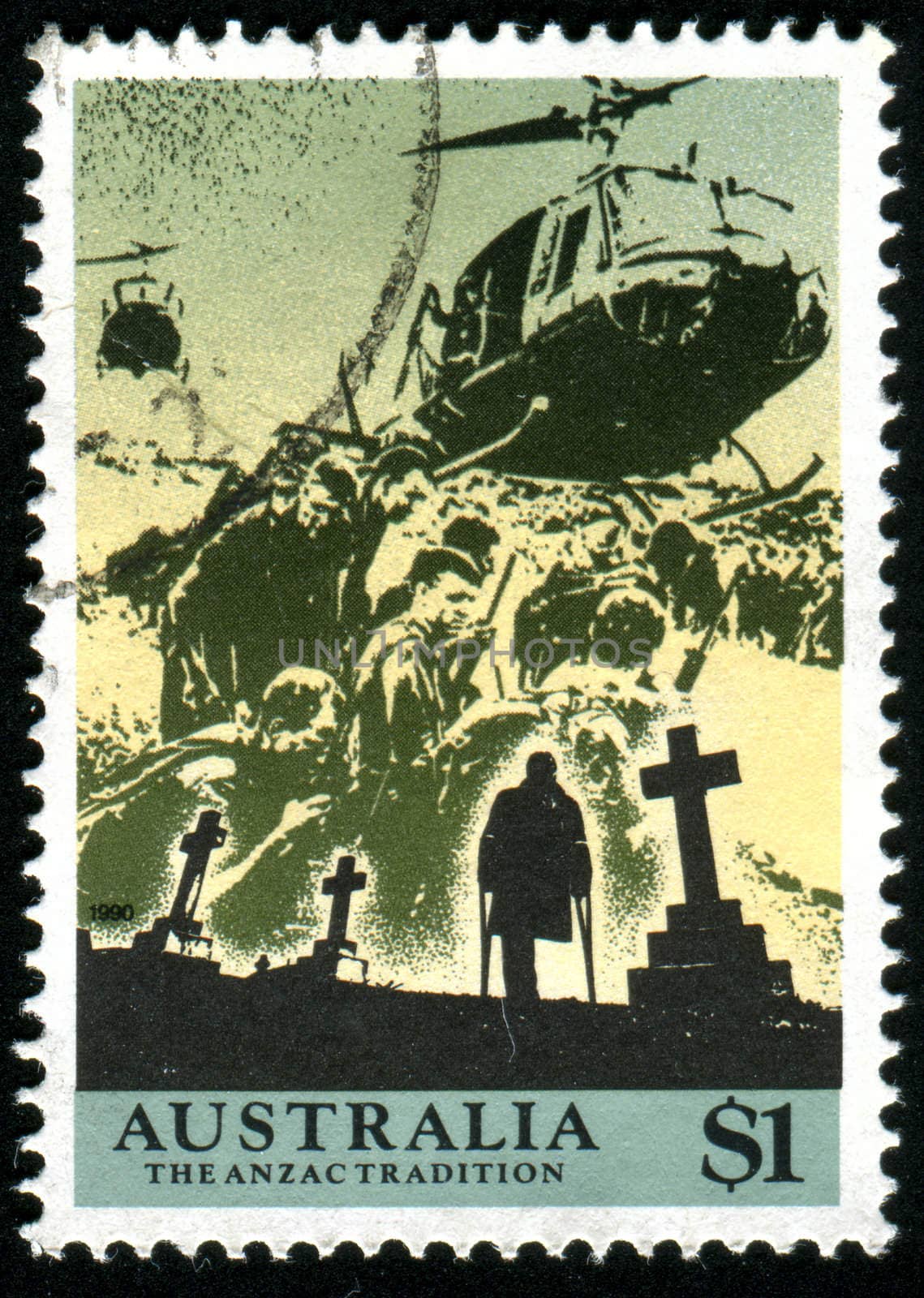 AUSTRALIA - CIRCA 1990: stamp printed by Australia, shows Anzacs at the front, circa 1990