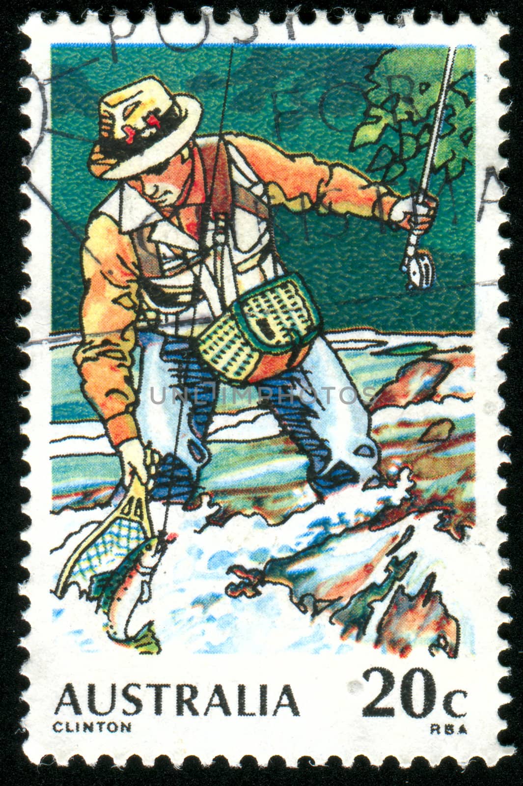 AUSTRALIA - CIRCA 1979: stamp printed by Australia, shows Trout Fishing, circa 1979