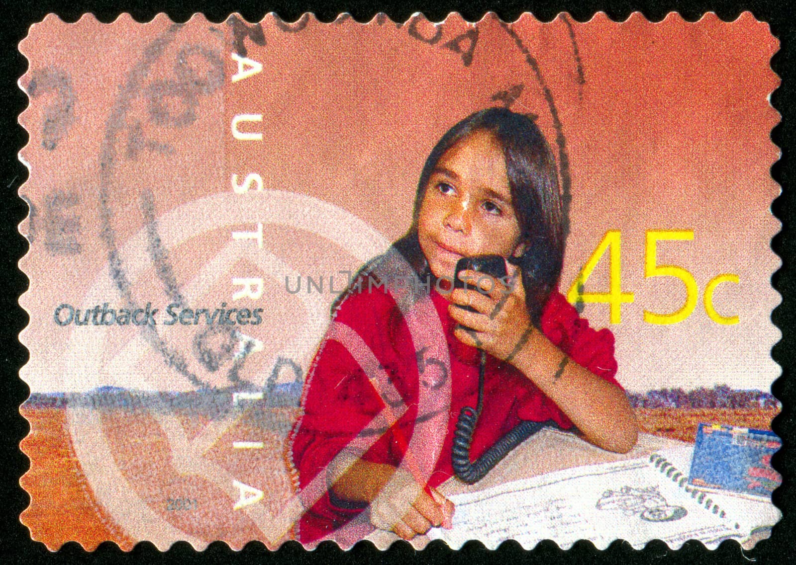 AUSTRALIA - CIRCA 2001: stamp printed by Australia, shows Outback Services, Telecommunications, circa 2001