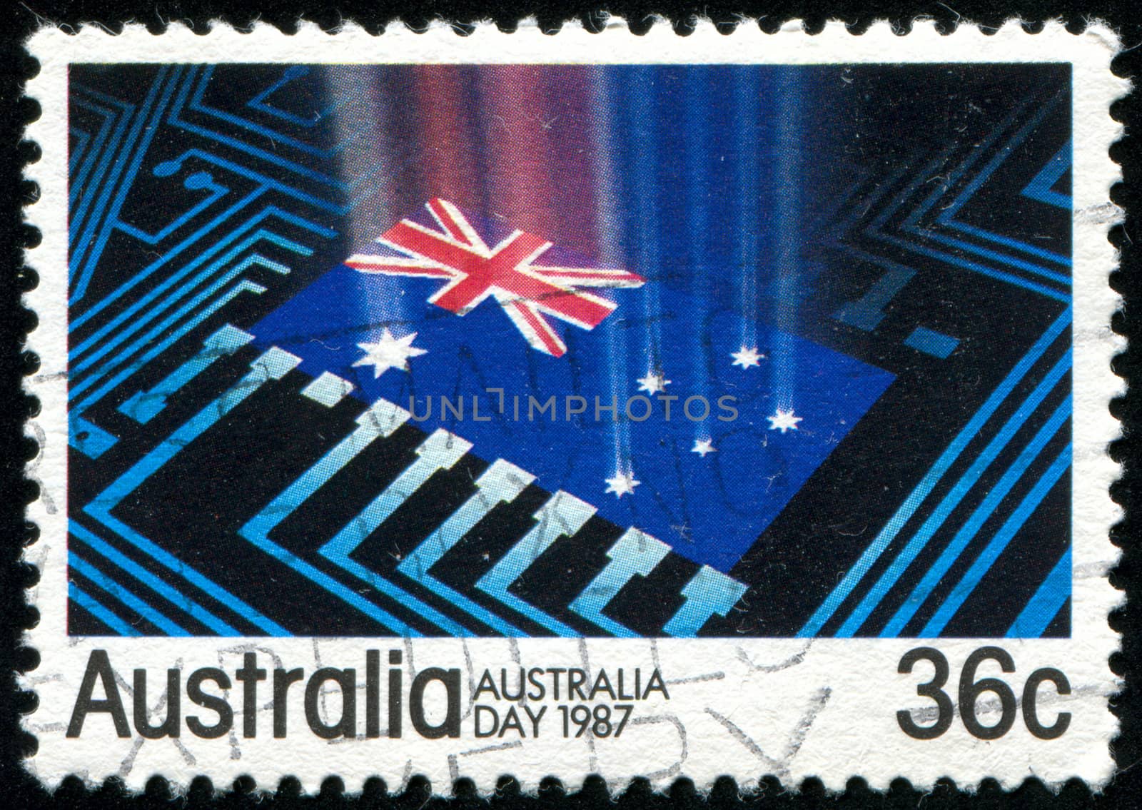 AUSTRALIA - CIRCA 1987: stamp printed by Australia, shows Australian flag, circa 1987