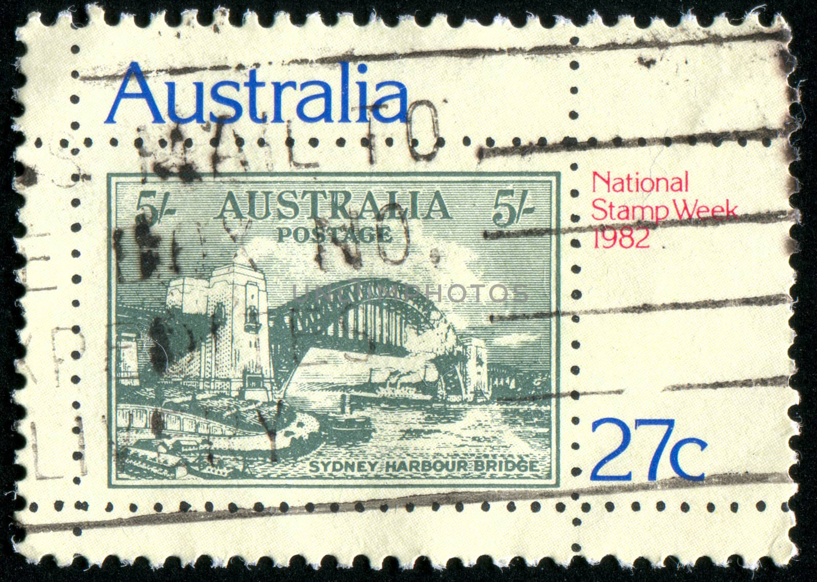 AUSTRALIA - CIRCA 1982: stamp printed by Australia, shows old bridge, circa 1982