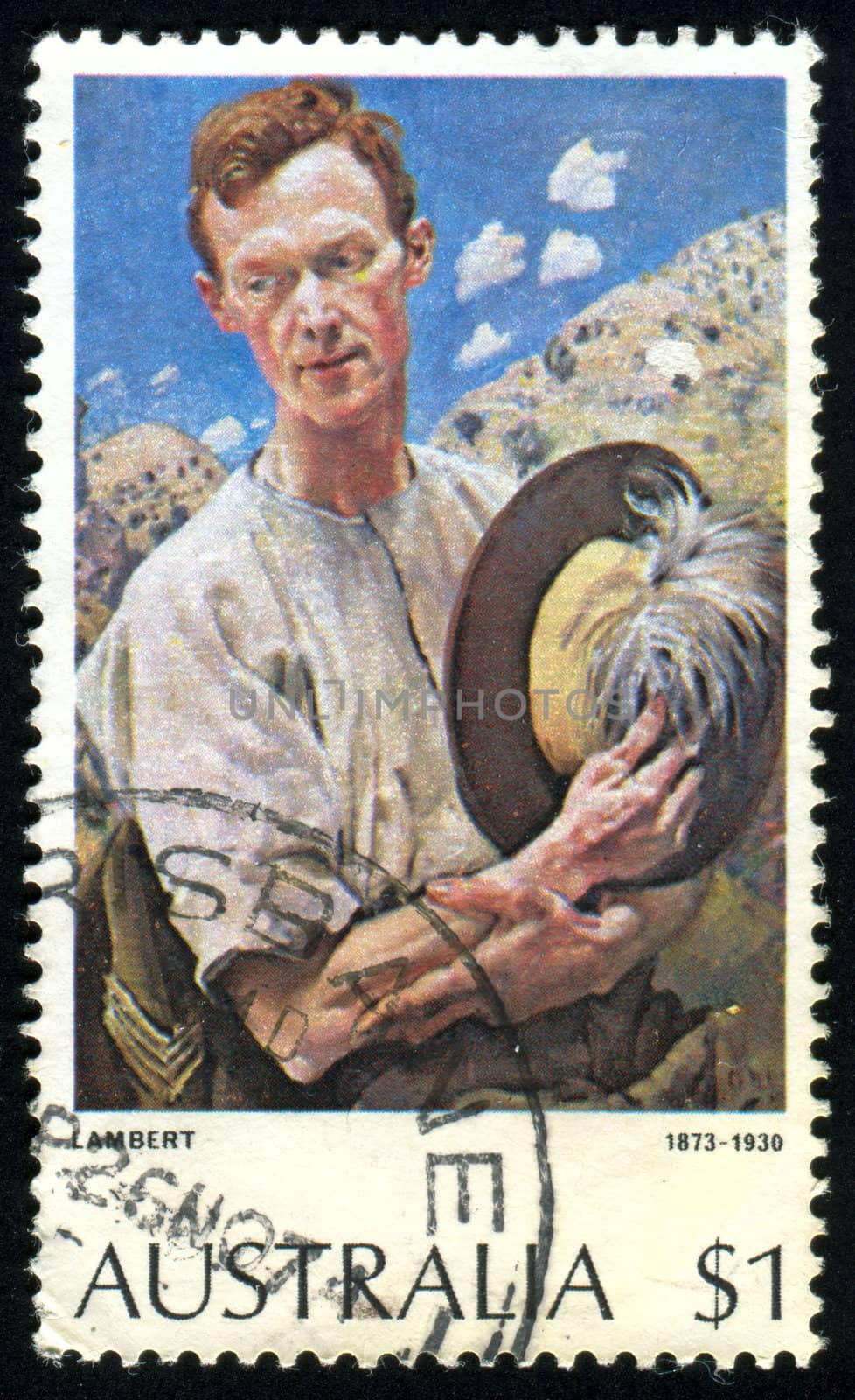 AUSTRALIA - CIRCA 1973: stamp printed by Australia, shows Sergeant of Light Horse, by George Lambert, circa 1973