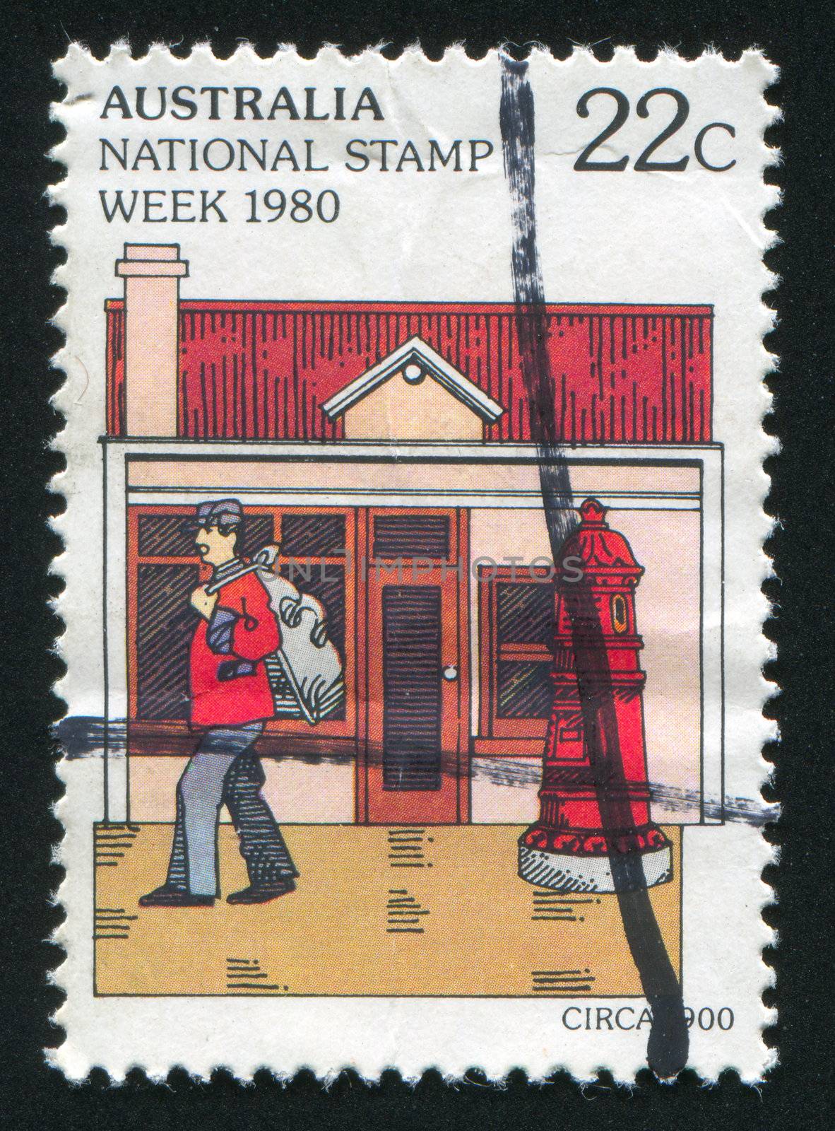 AUSTRALIA - CIRCA 1980: stamp printed by Australia, shows Mailman, circa 1980