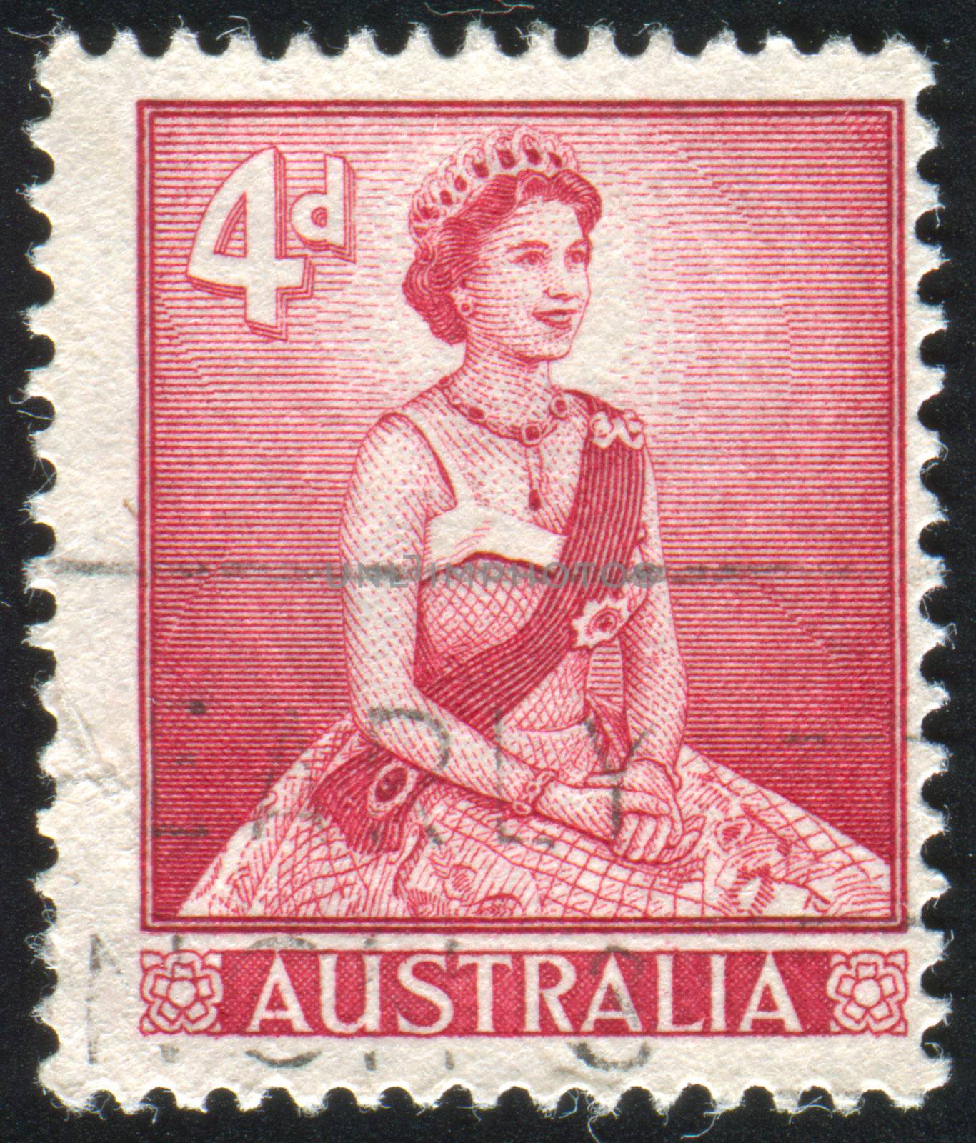 AUSTRALIA - CIRCA 1958: stamp printed by Australia, shows Queen Elizabeth, circa 1958