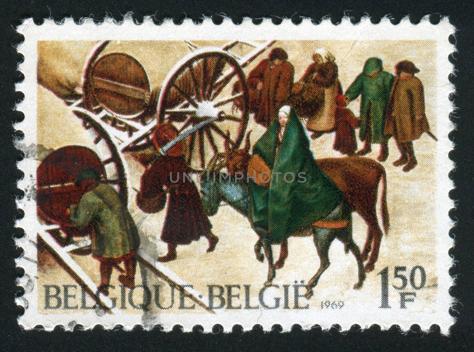 BELGIUM - CIRCA 1969: The Census at Bethlehem (detail), by Peter Brueghel, circa 1969.