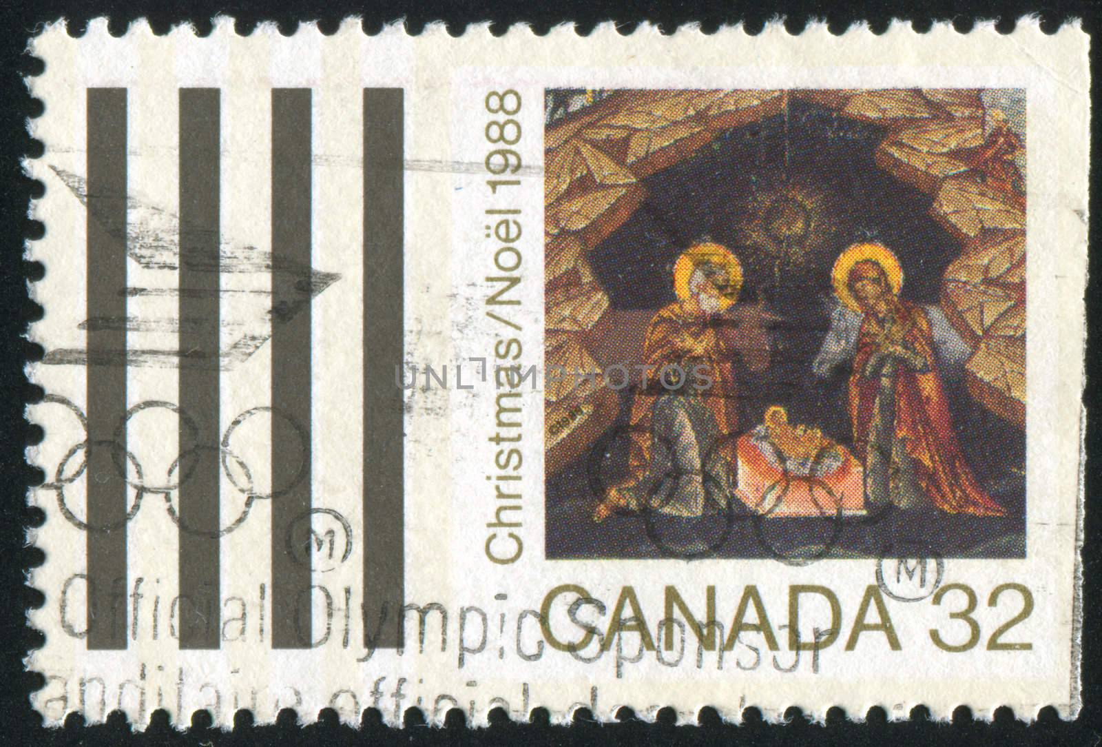 CANADA - CIRCA 1988: stamp printed by Canada, shows Christmas, circa 1988