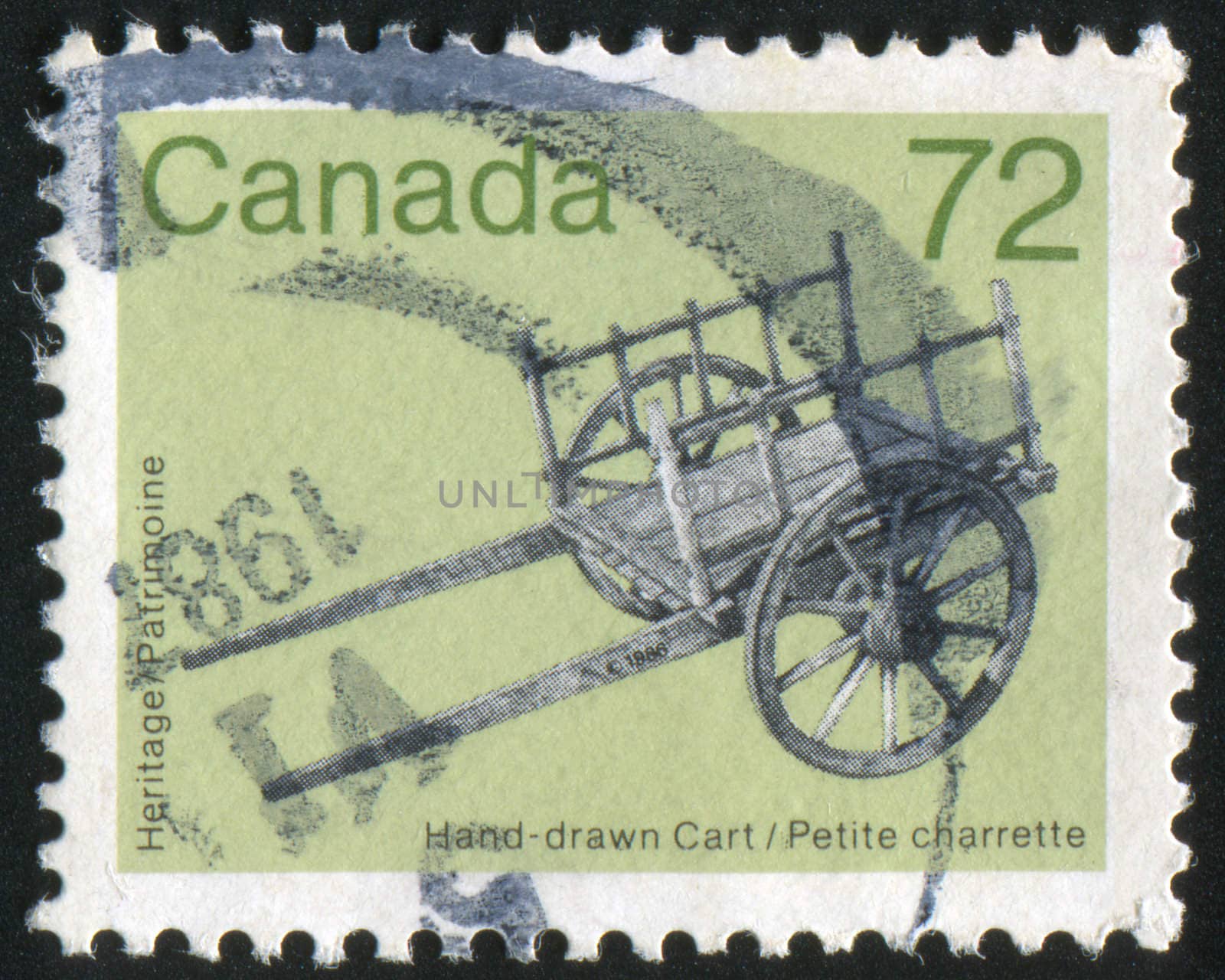 CANADA - CIRCA 1986: stamp printed by Canada, shows Heritage Artifacts, cart, circa 1986