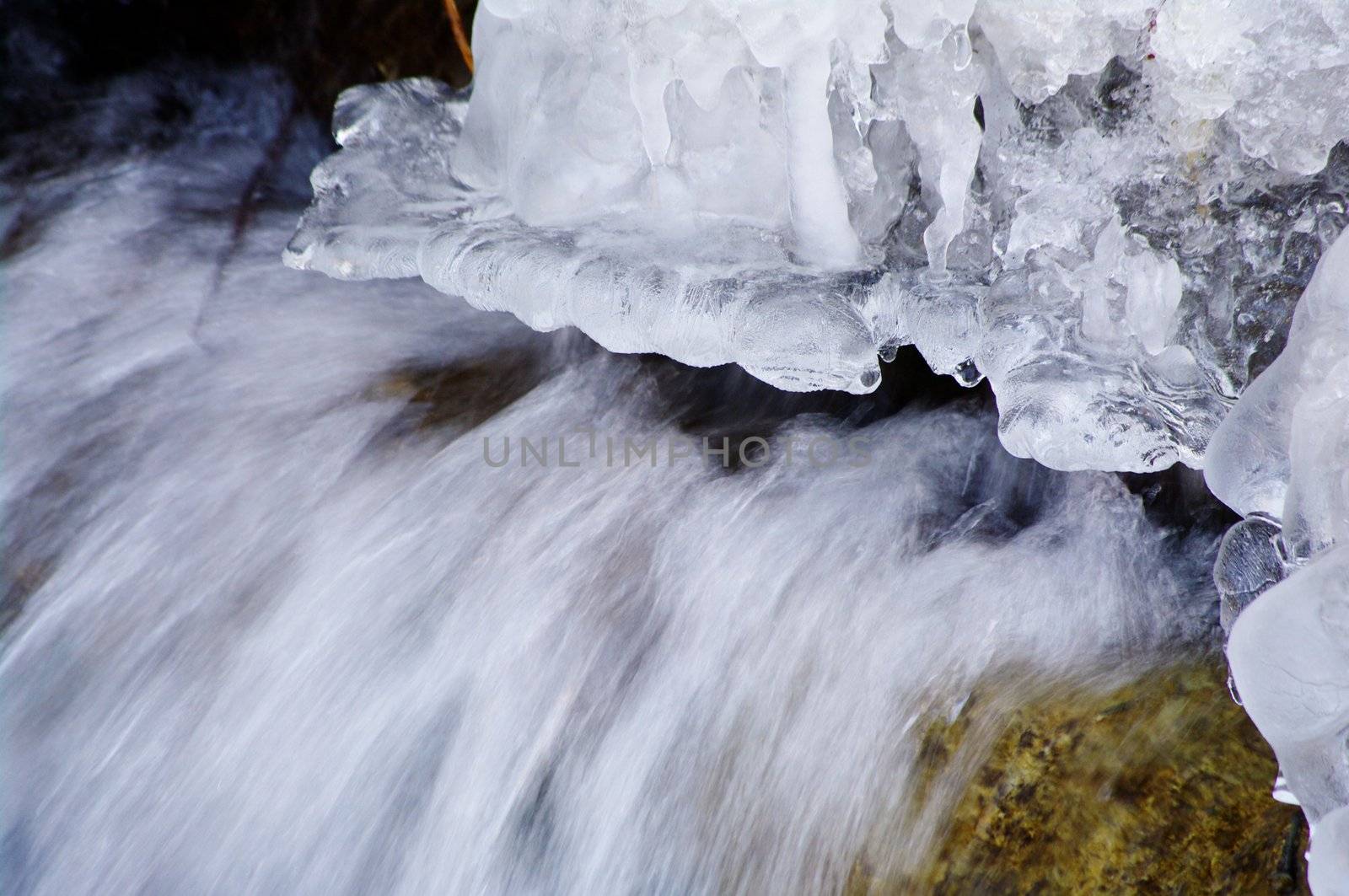 a icy waterfall in a small brook