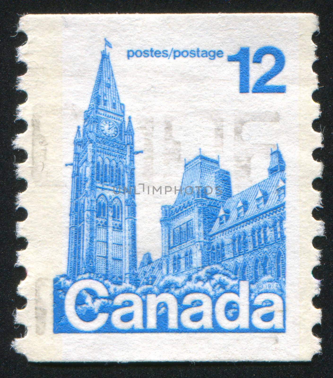 CANADA - CIRCA 1977: stamp printed by Canada, shows Parliament, circa 1977