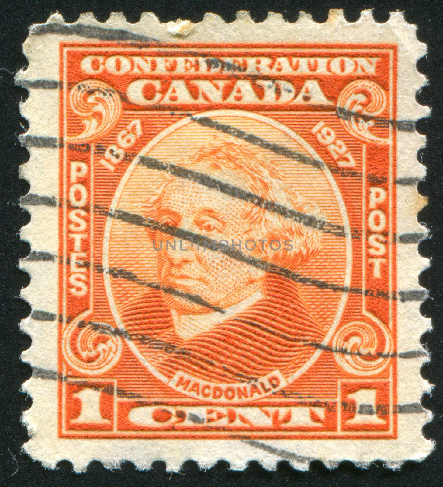 CANADA - CIRCA 1927: stamp printed by Canada, shows Sir John A. Macdonald, circa 1927