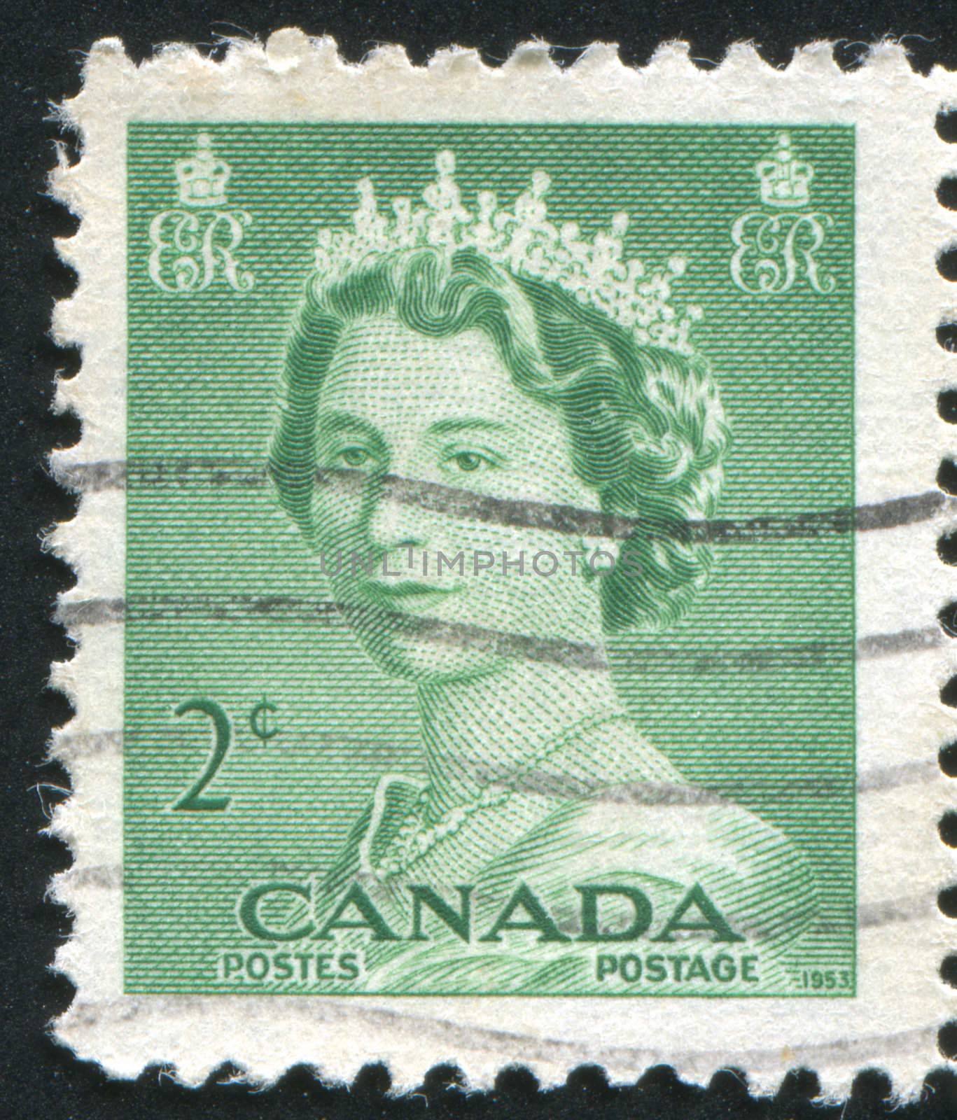 CANADA - CIRCA 1953: stamp printed by Canada, shows Elizabeth II, circa 1953