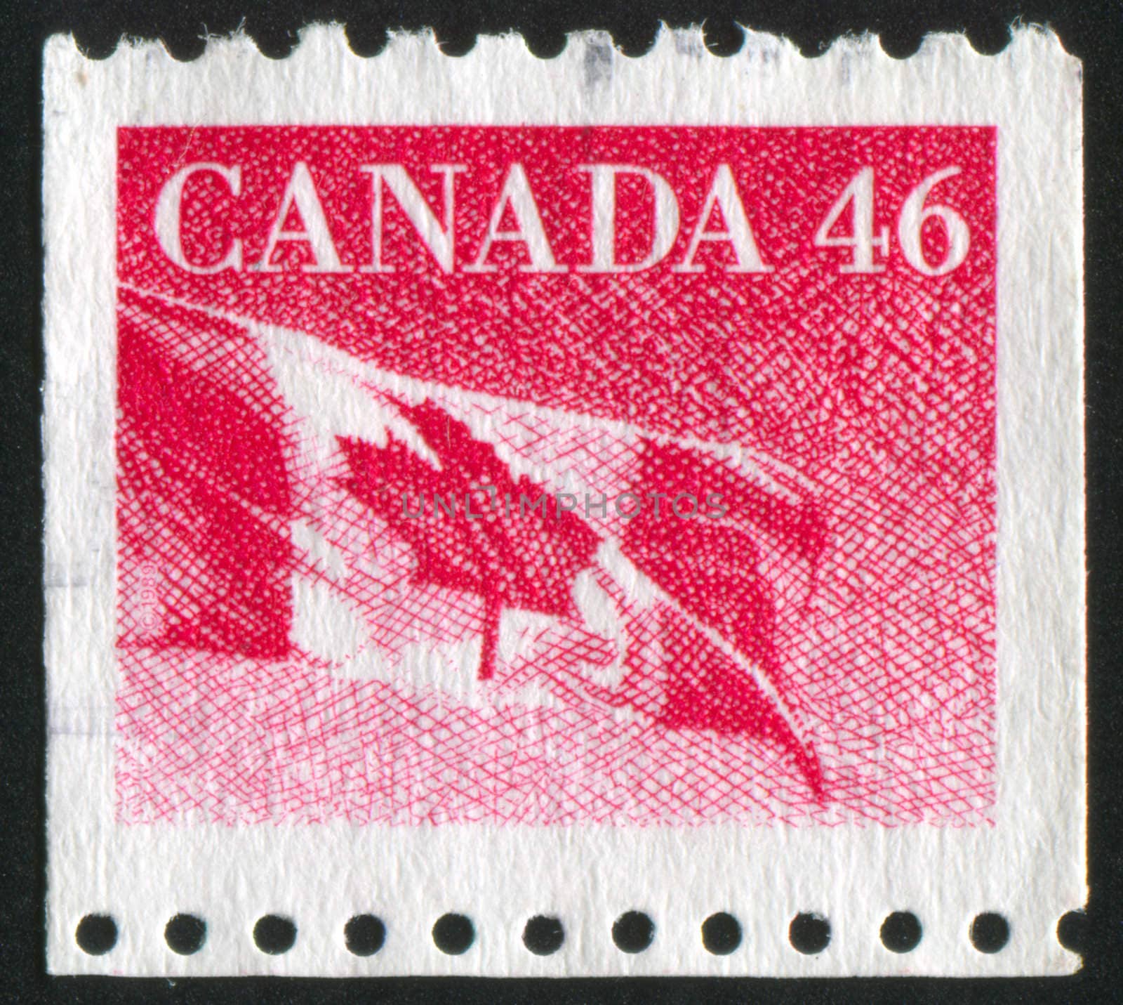 CANADA - CIRCA 1990: stamp printed by Canada, shows Canadian flag, circa 1990