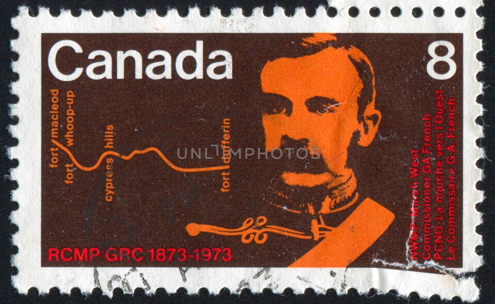 CANADA - CIRCA 1973: stamp printed by Canada, shows Commissioner G. A. French, circa 1973