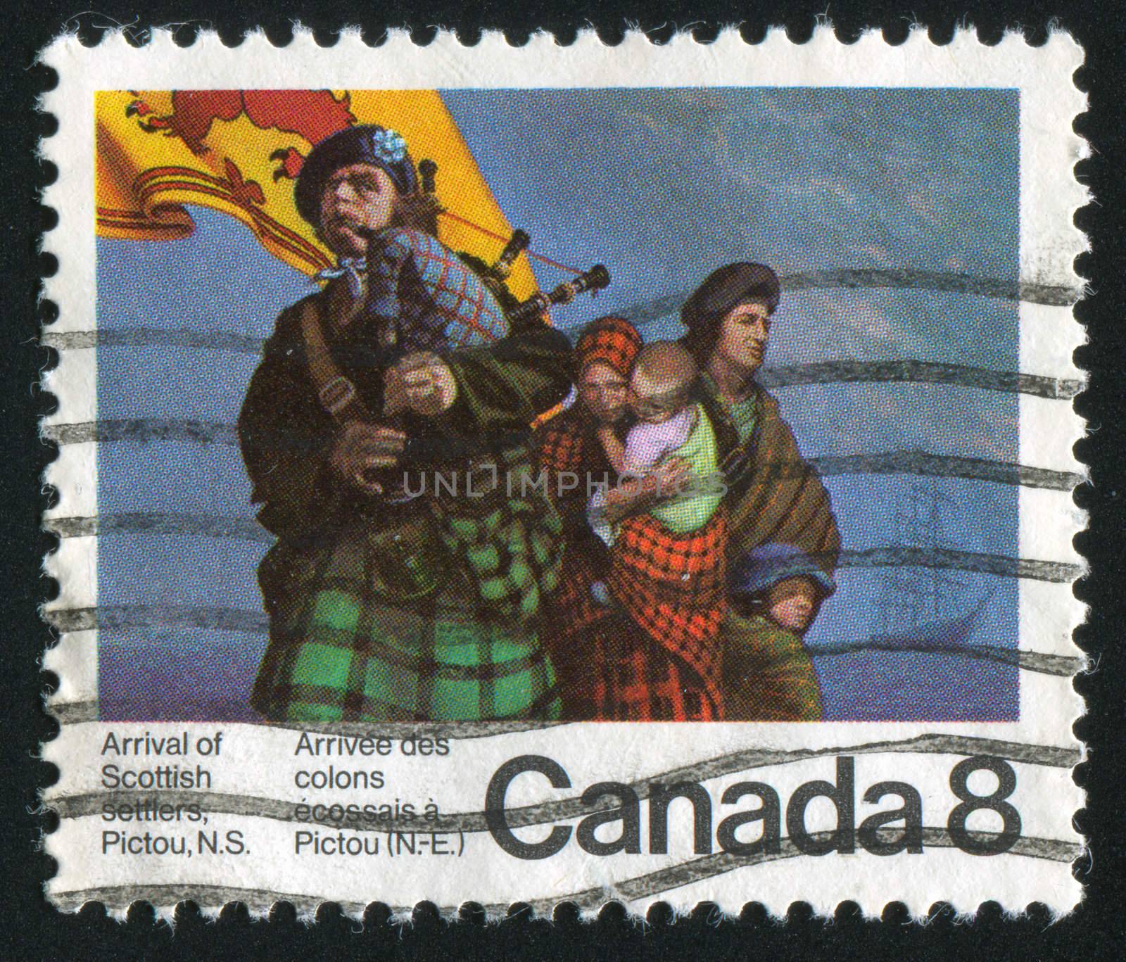 CANADA - CIRCA 1973: stamp printed by Canada, shows Scottish Settlers, circa 1973