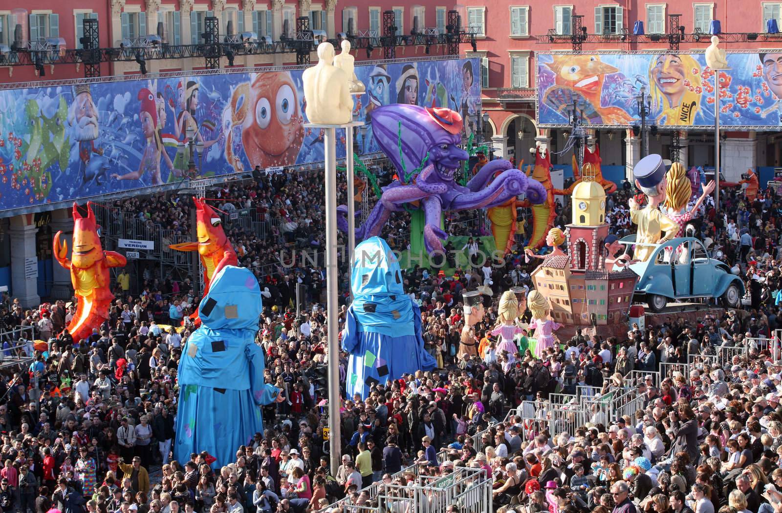 Main parade in Nice by the carnival on the Masena place. by haak78