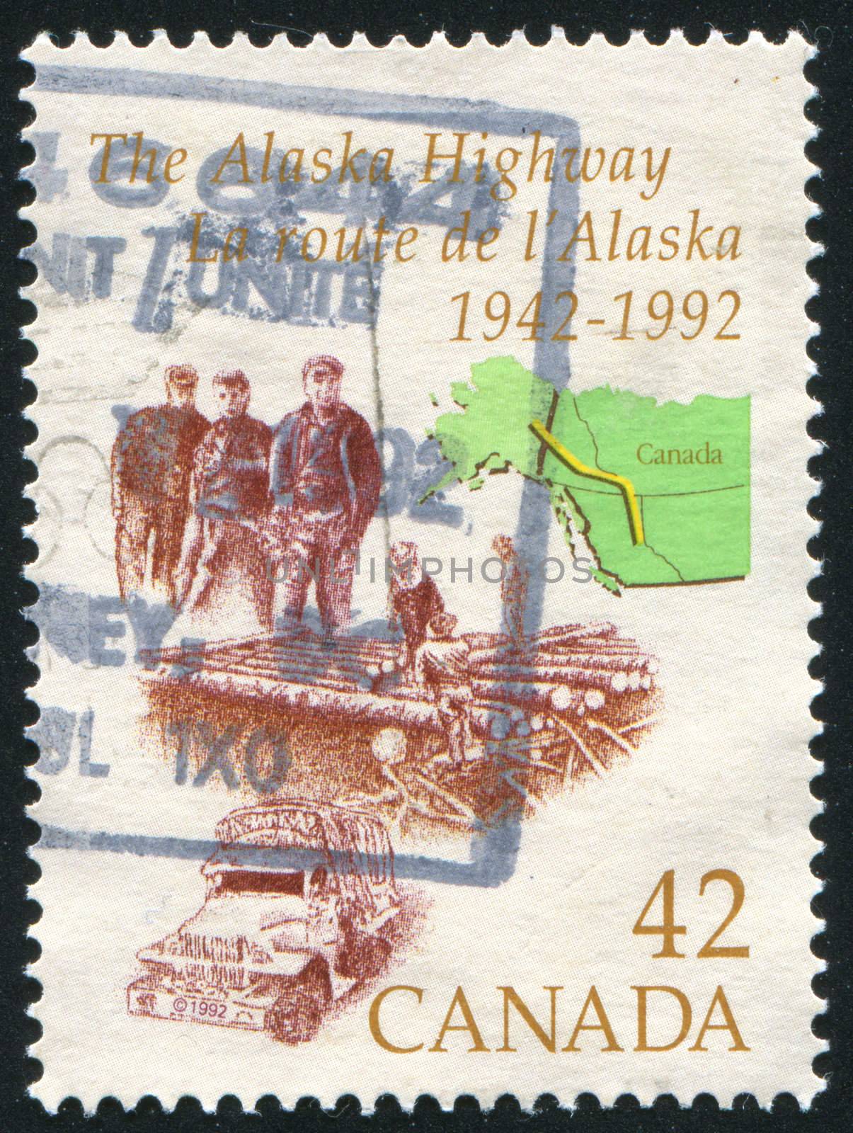 CANADA - CIRCA 1992: stamp printed by Canada, shows Alaska Highway, circa 1992