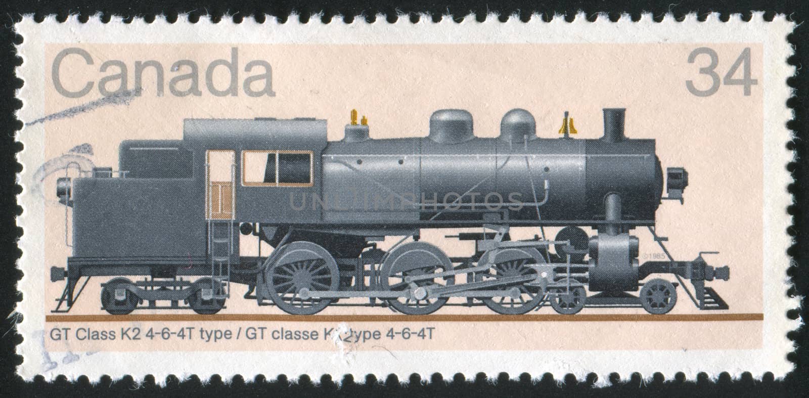 CANADA - CIRCA 1985: stamp printed by Canada, shows locomotive, circa 1985