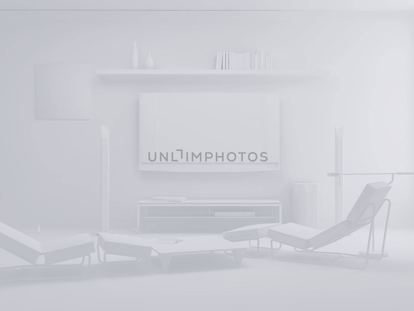 High resolution image interior. 3d illustration modern interior. Living room.