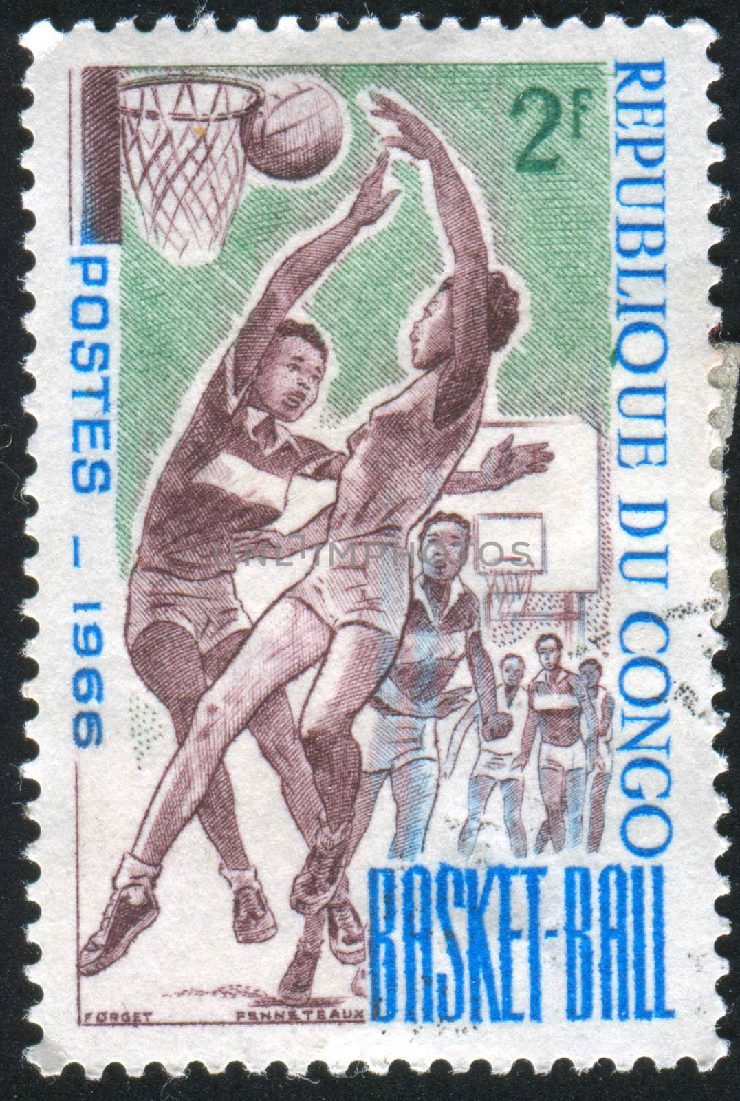 CONGO - CIRCA 1966: stamp printed by Congo, shows Women�s Basketball, circa 1966