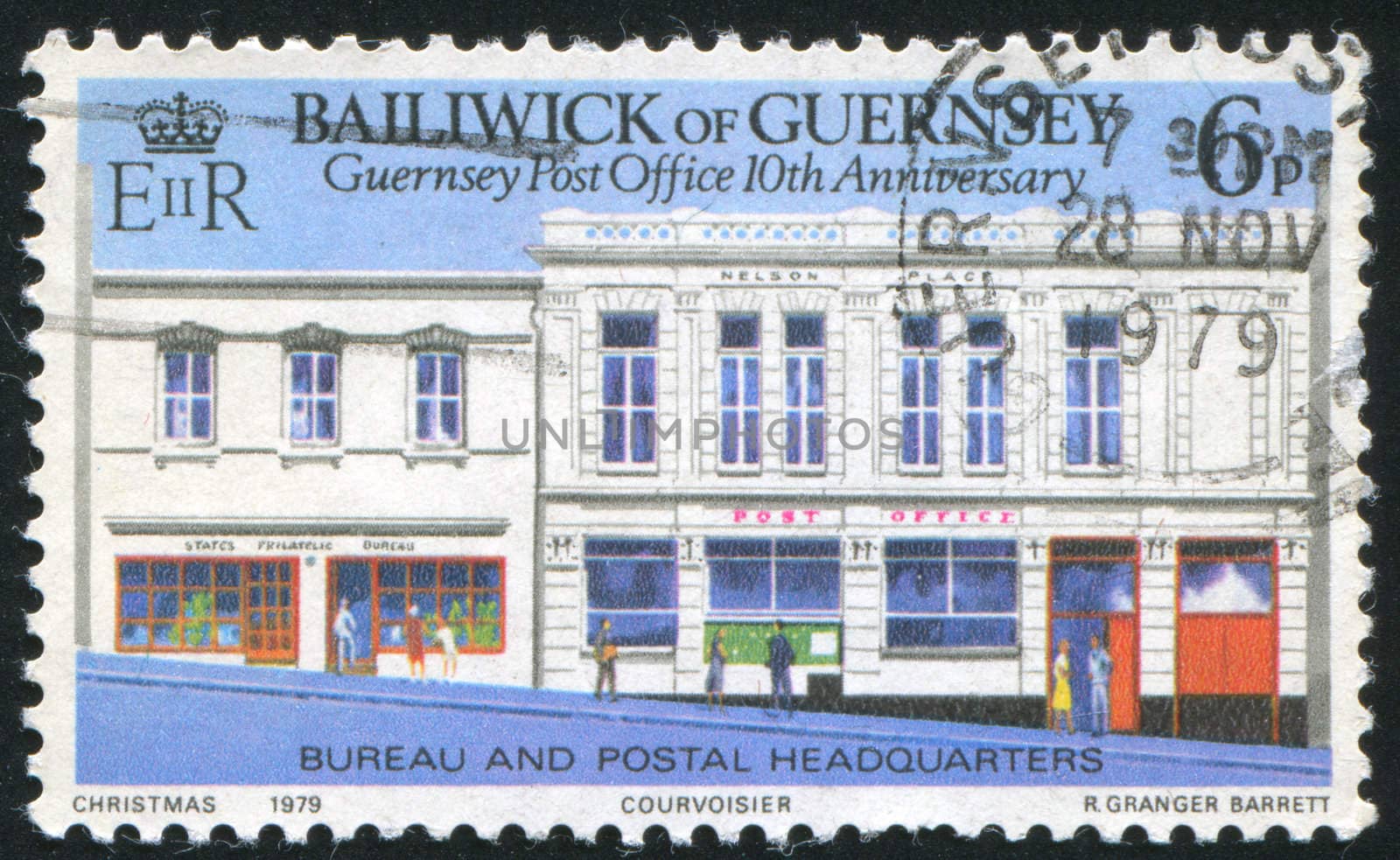 GUERNSEY - CIRCA 1979: stamp printed by Guernsey, shows Guernsey post office, circa 1979