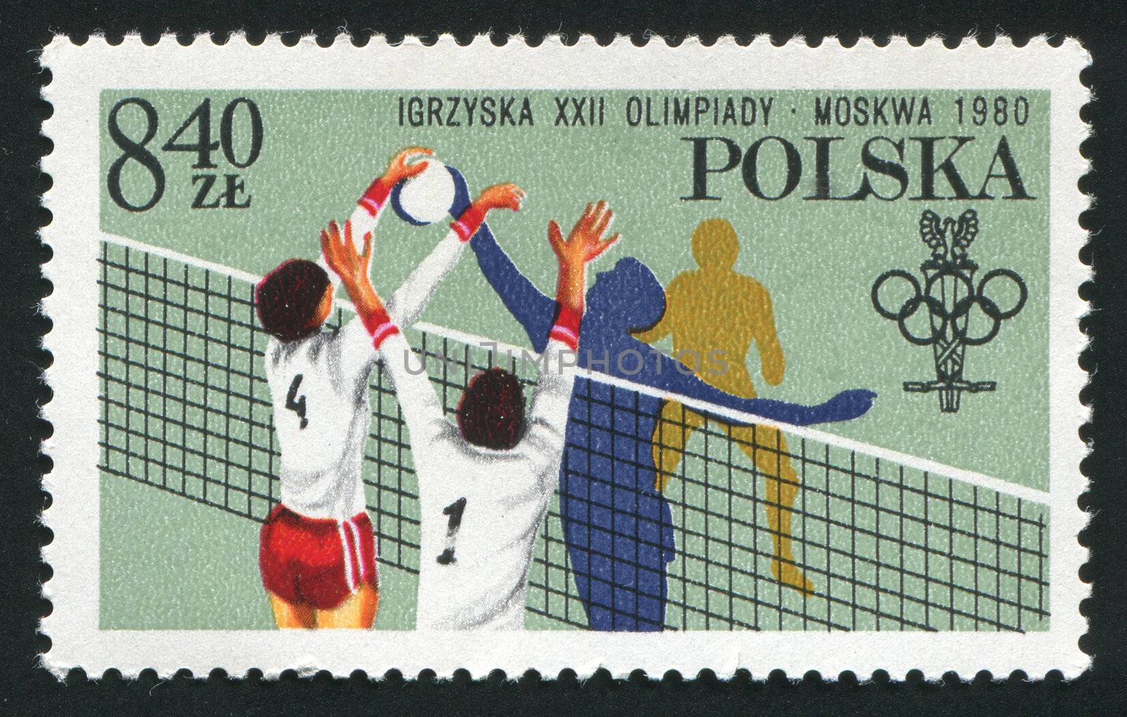 POLAND -CIRCA 1980: 22 nd Summer Olympic Games, Moscow. Volleyball, circa 1980.