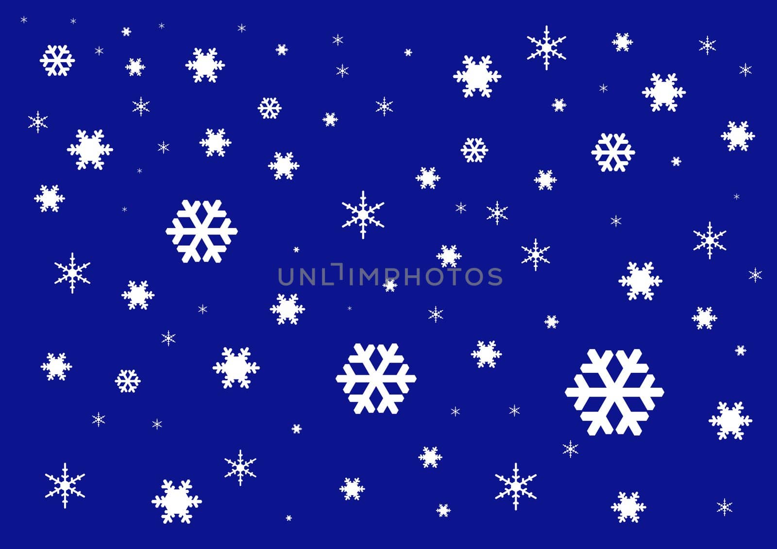 white snowflakes on the dark blue background