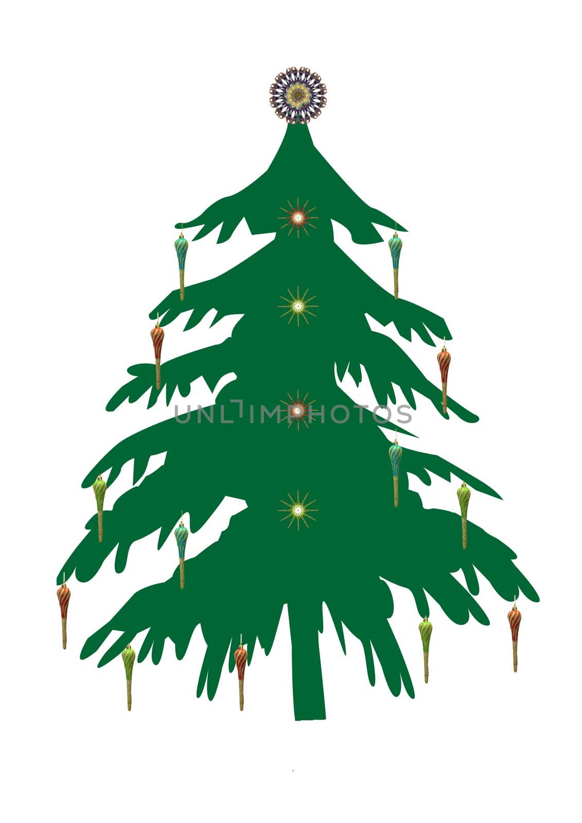 a decorated christmas tree with a few ornaments - background