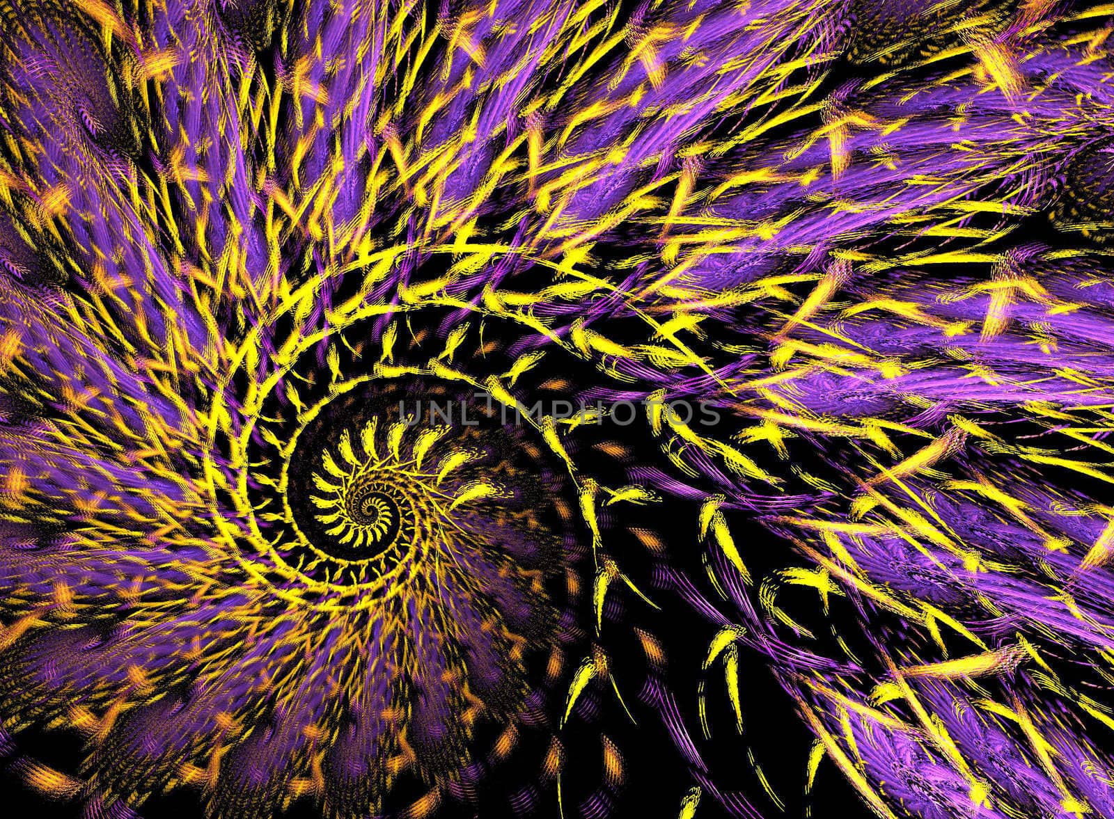 abstract spiral flame on the black background