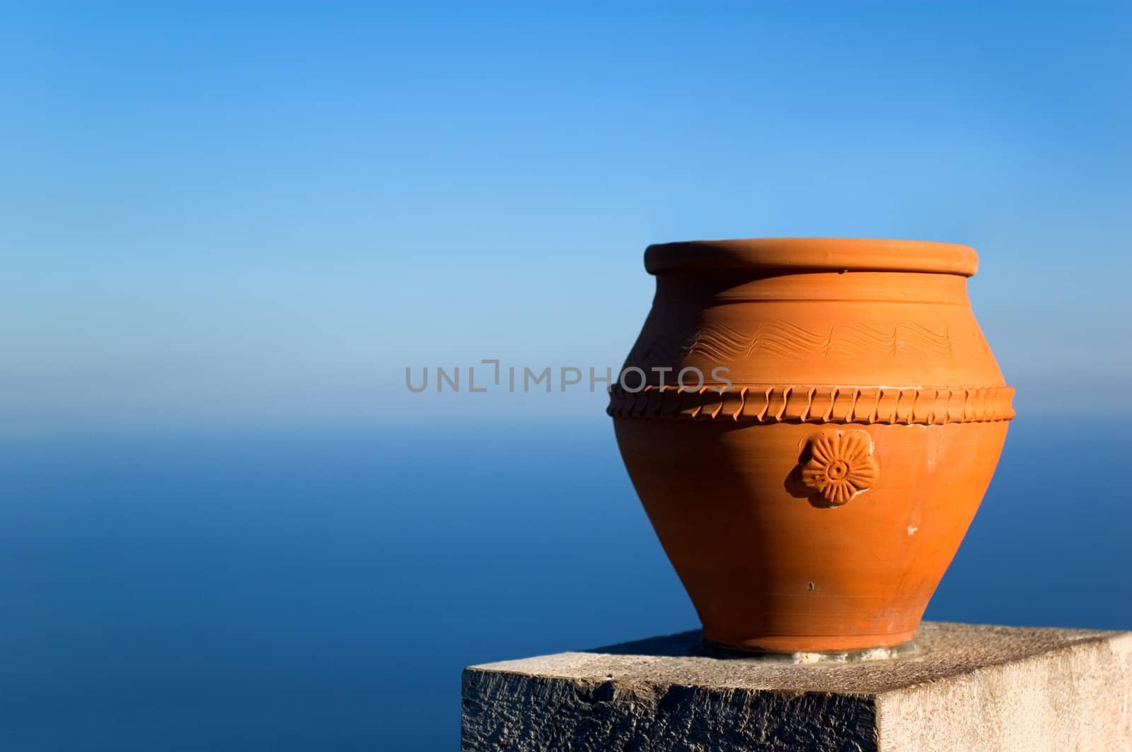 Vase overlooking Mediterranean sea