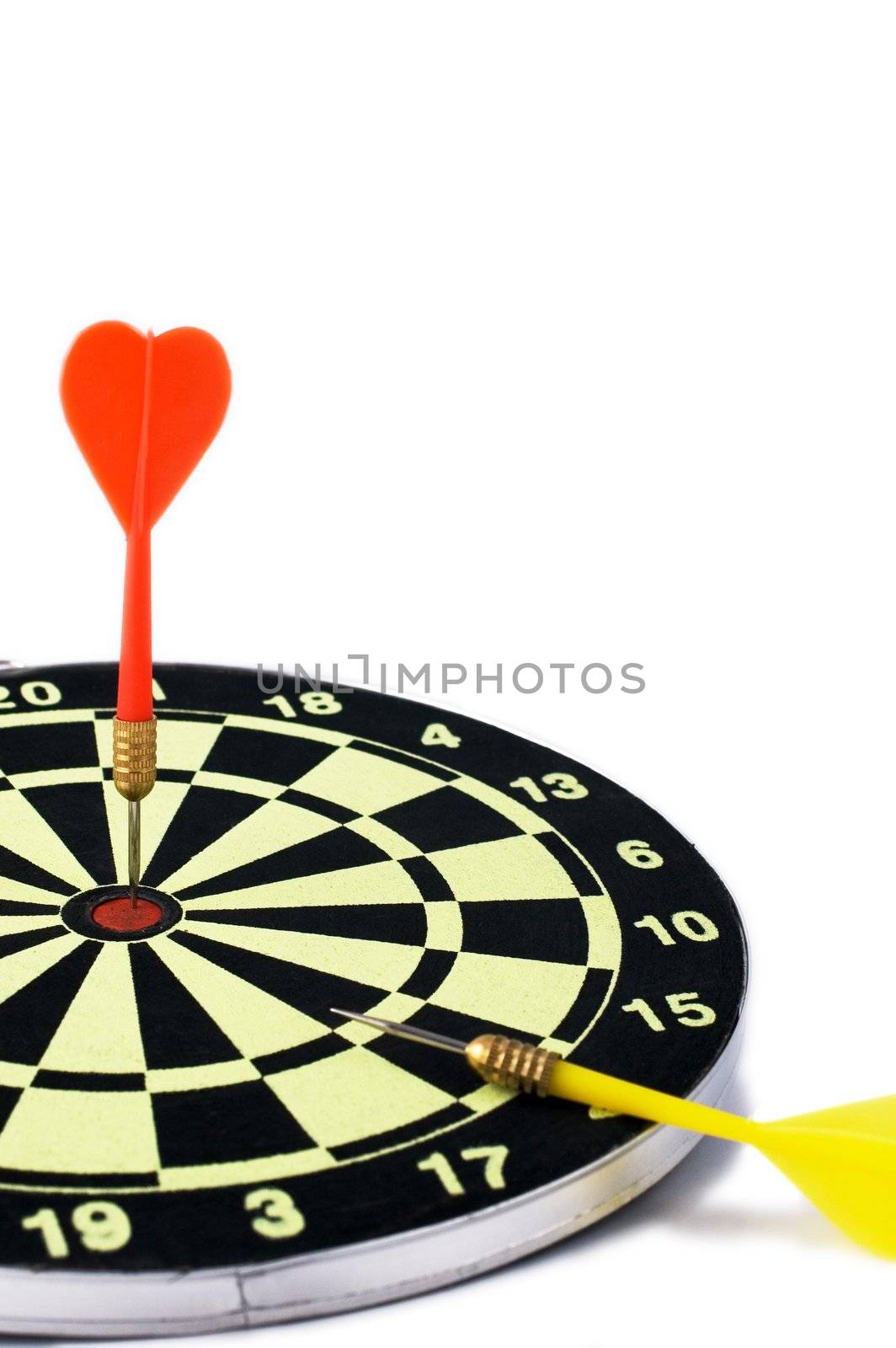 Darts isolated on white with copy space