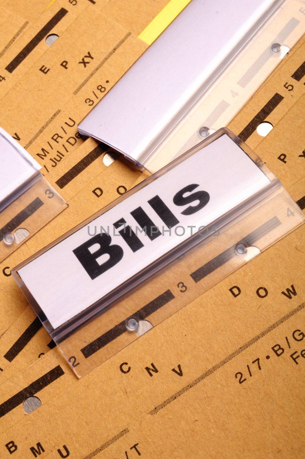 bill or bills word on paper riders showing payment or debts concept