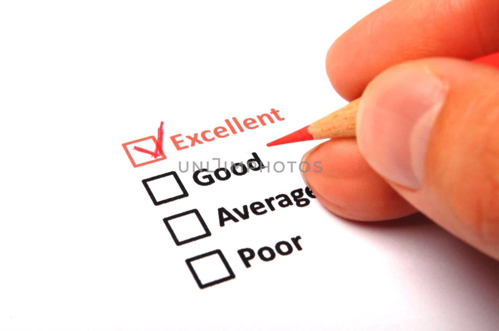 customer satisfaction survey form with checkbox showing marketing concept