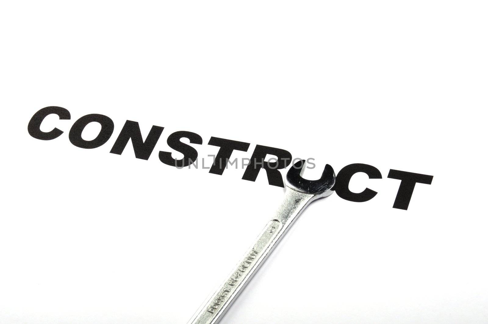 construct or construction concept with tool and word