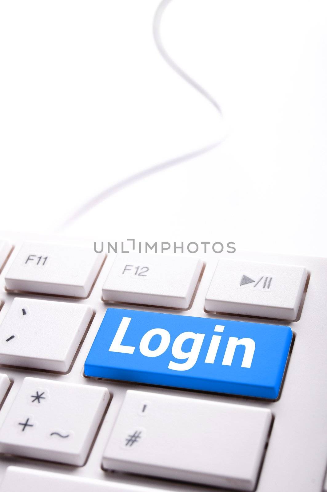 sign in or login concept with key on computer keyboard